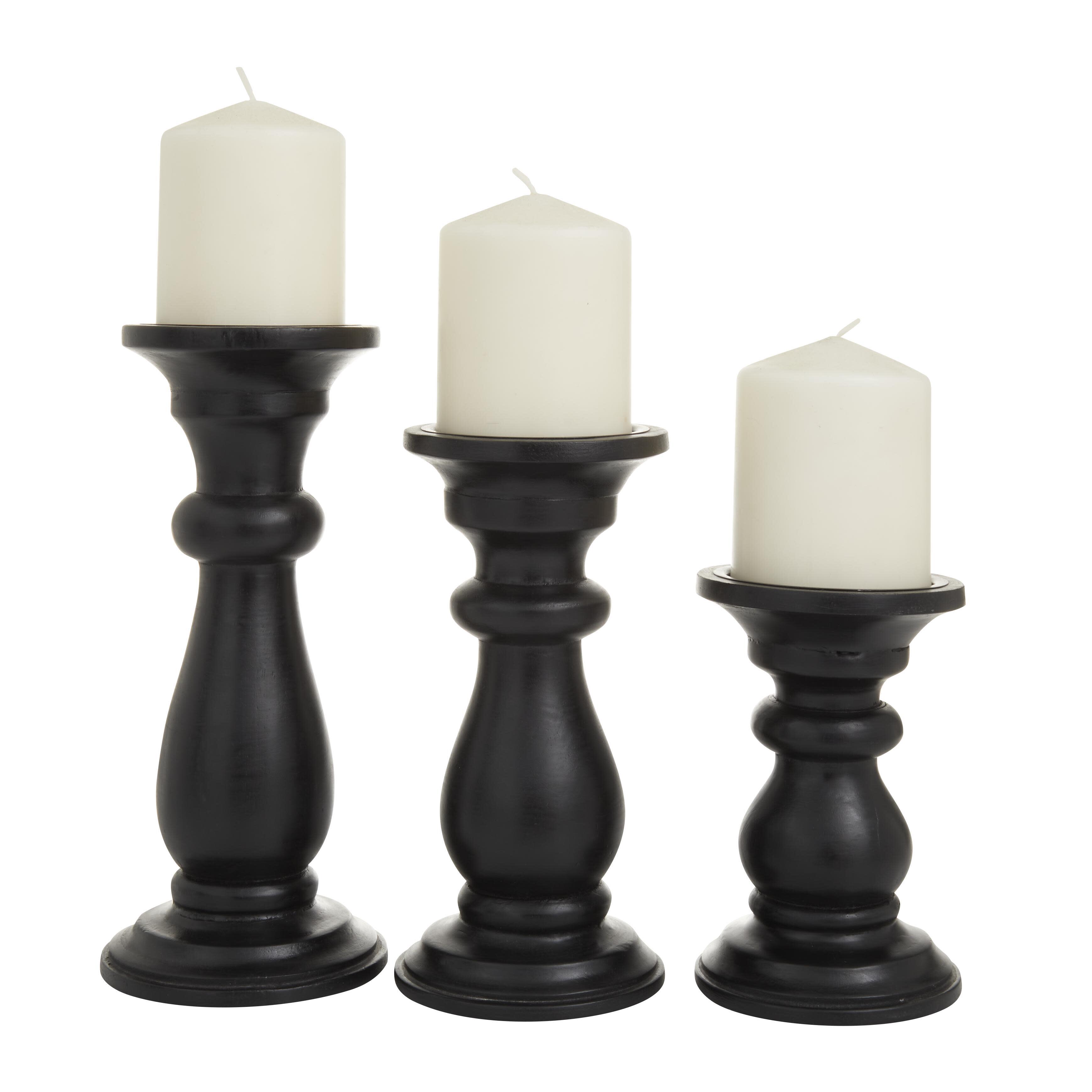 Bayberry Lane Turned Style Pillar Decorative Candle Holder (Set Of 3), , large