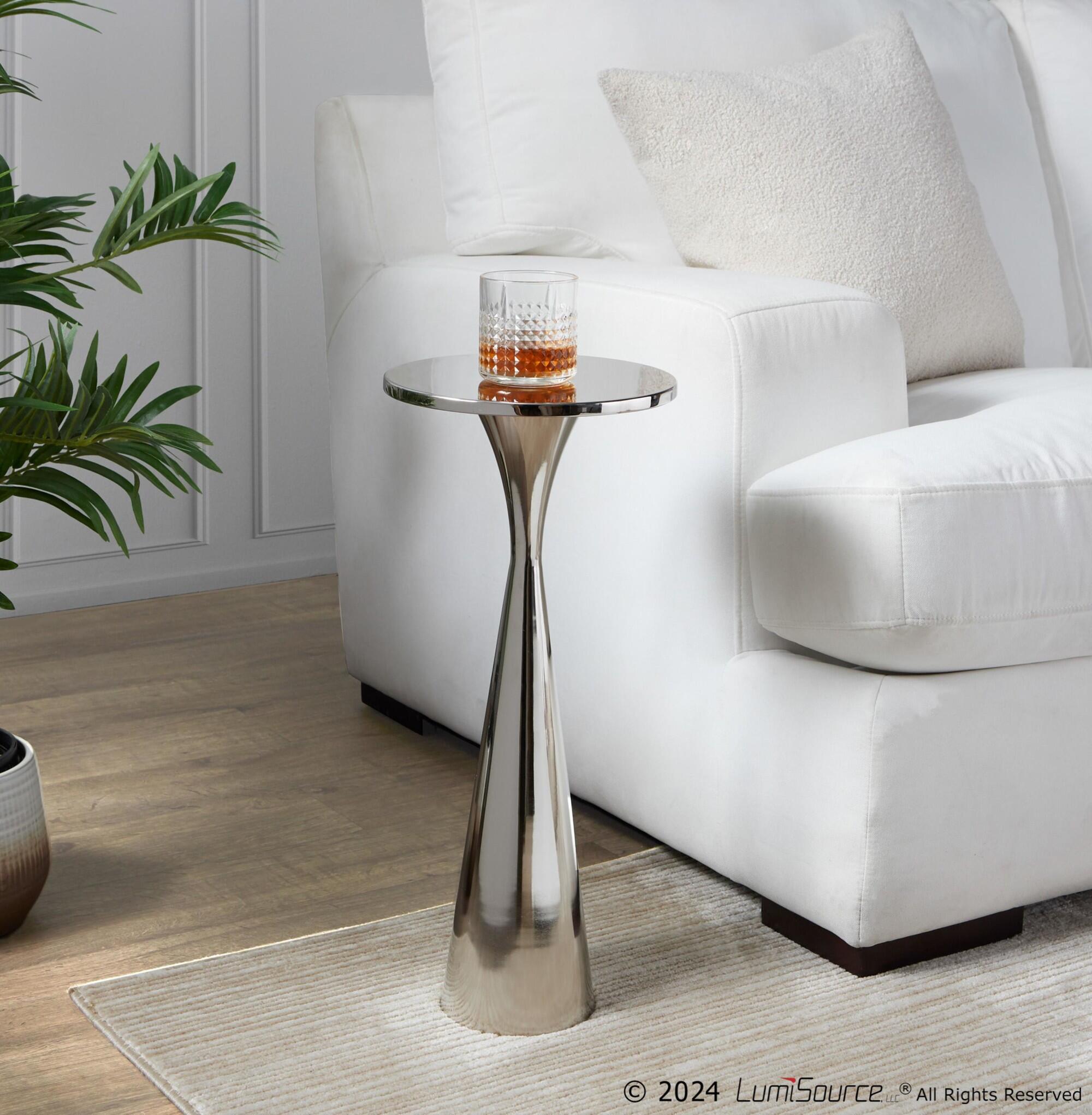 LumiSource Gemma Side Table, Silver, large