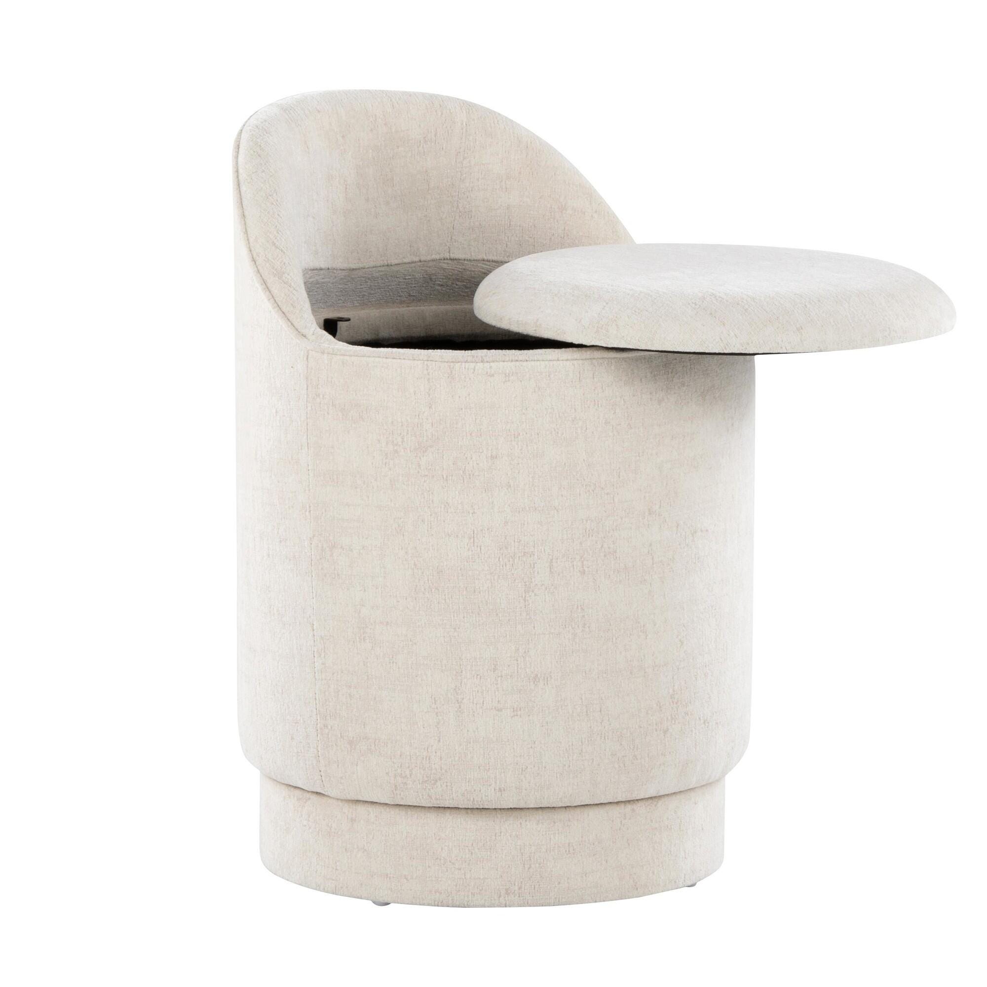 LumiSource Marla Swivel Vanity Stool, Cream, large