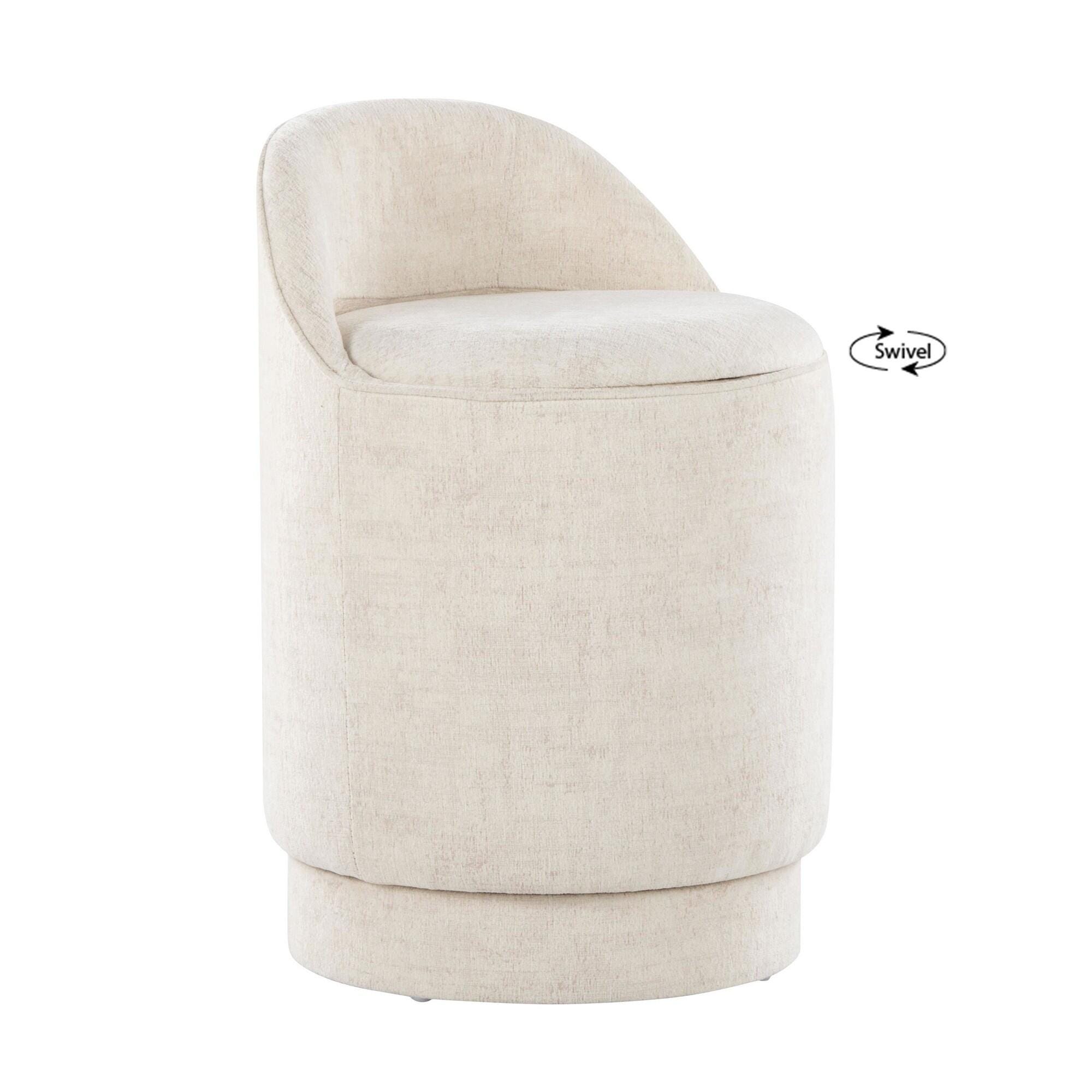 LumiSource Marla Swivel Vanity Stool, Cream, large
