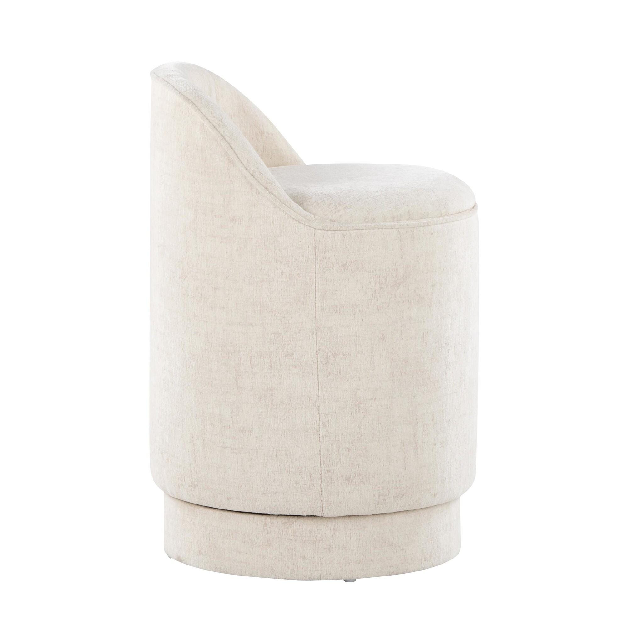 LumiSource Marla Swivel Vanity Stool, Cream, large
