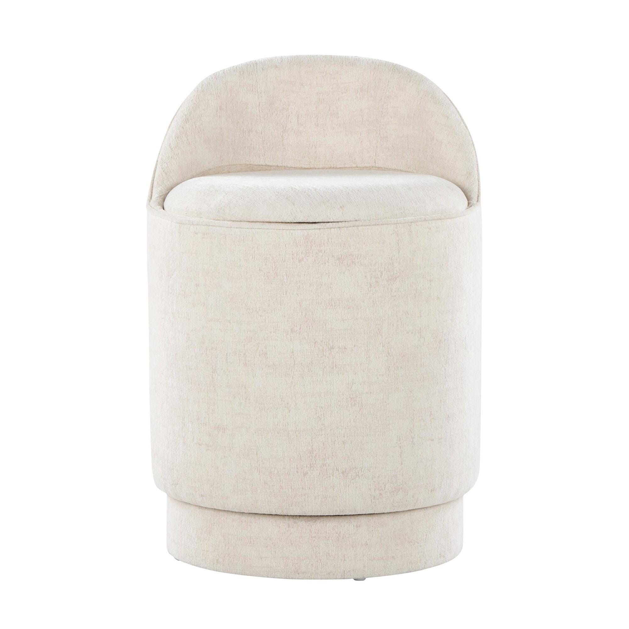 LumiSource Marla Swivel Vanity Stool, Cream, large