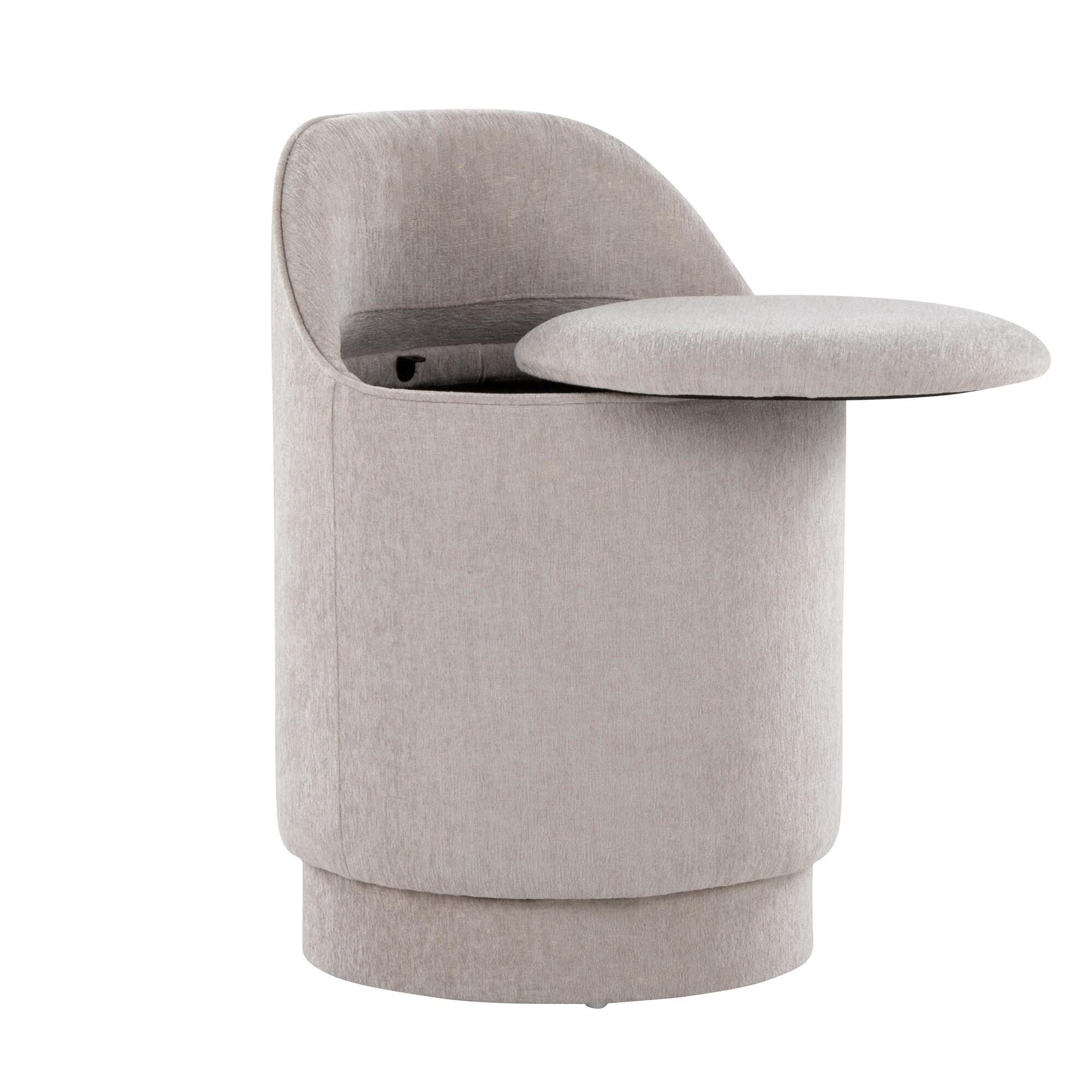 LumiSource Marla Swivel Vanity Stool, Gray, large