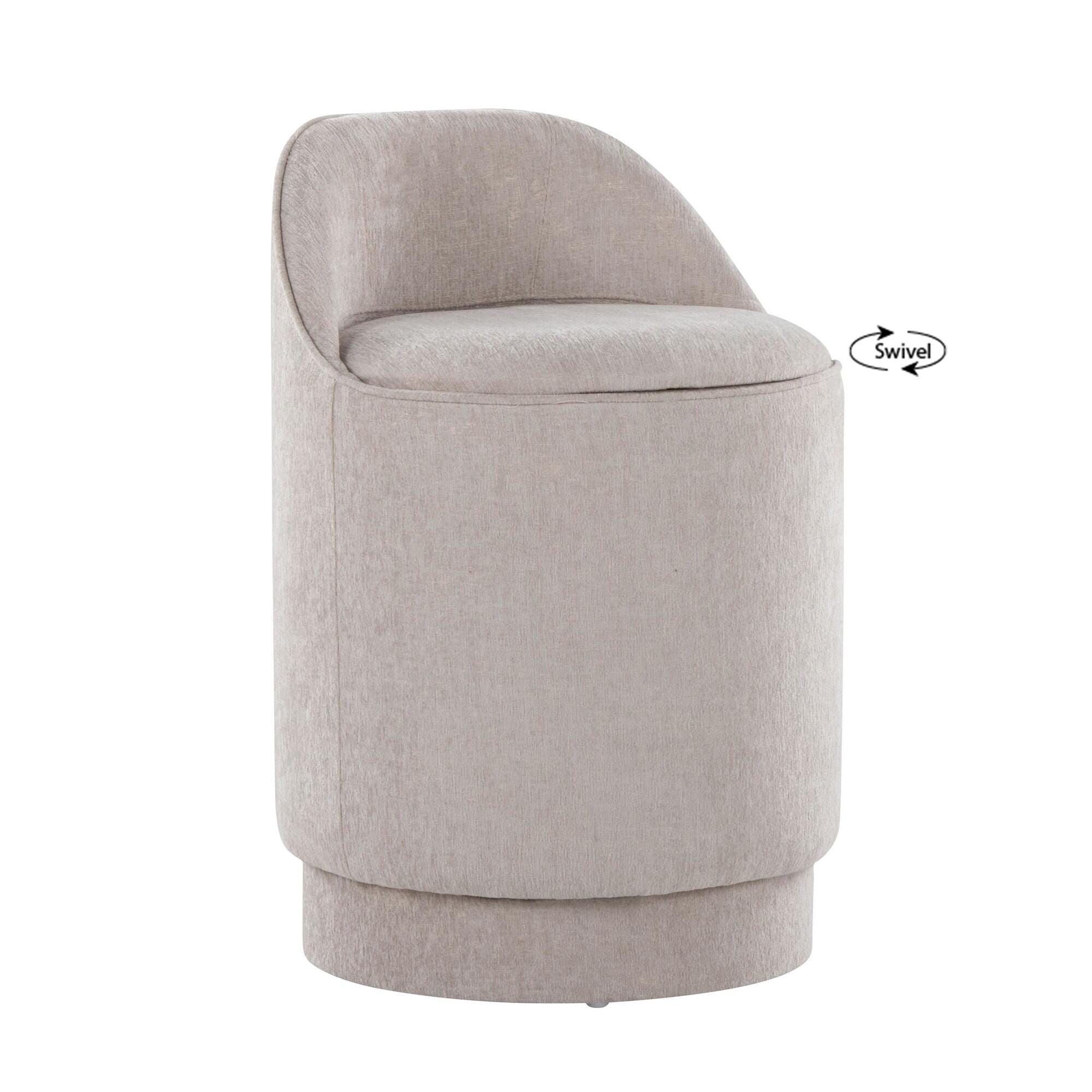 LumiSource Marla Swivel Vanity Stool, Gray, large