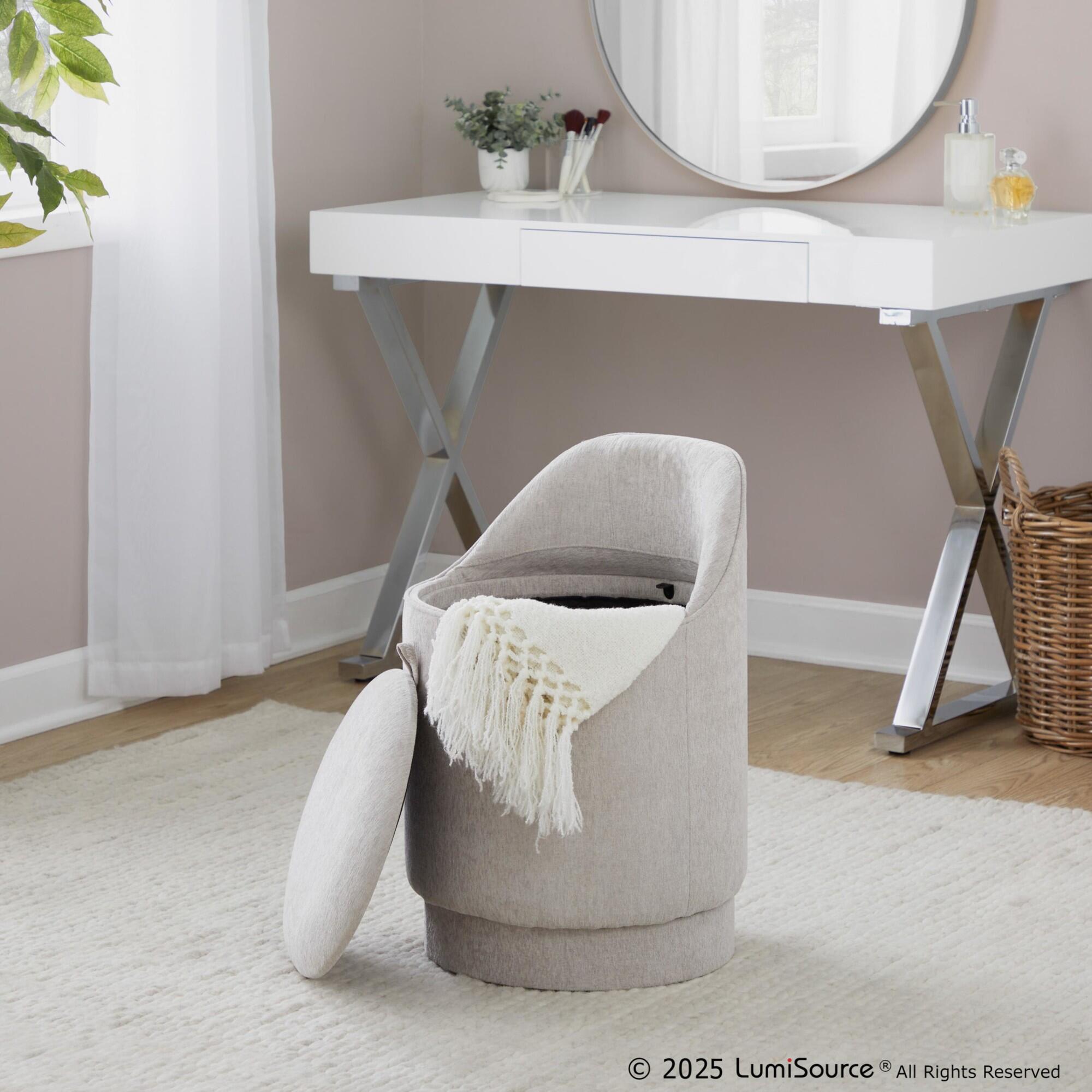 LumiSource Marla Swivel Vanity Stool, Gray, large