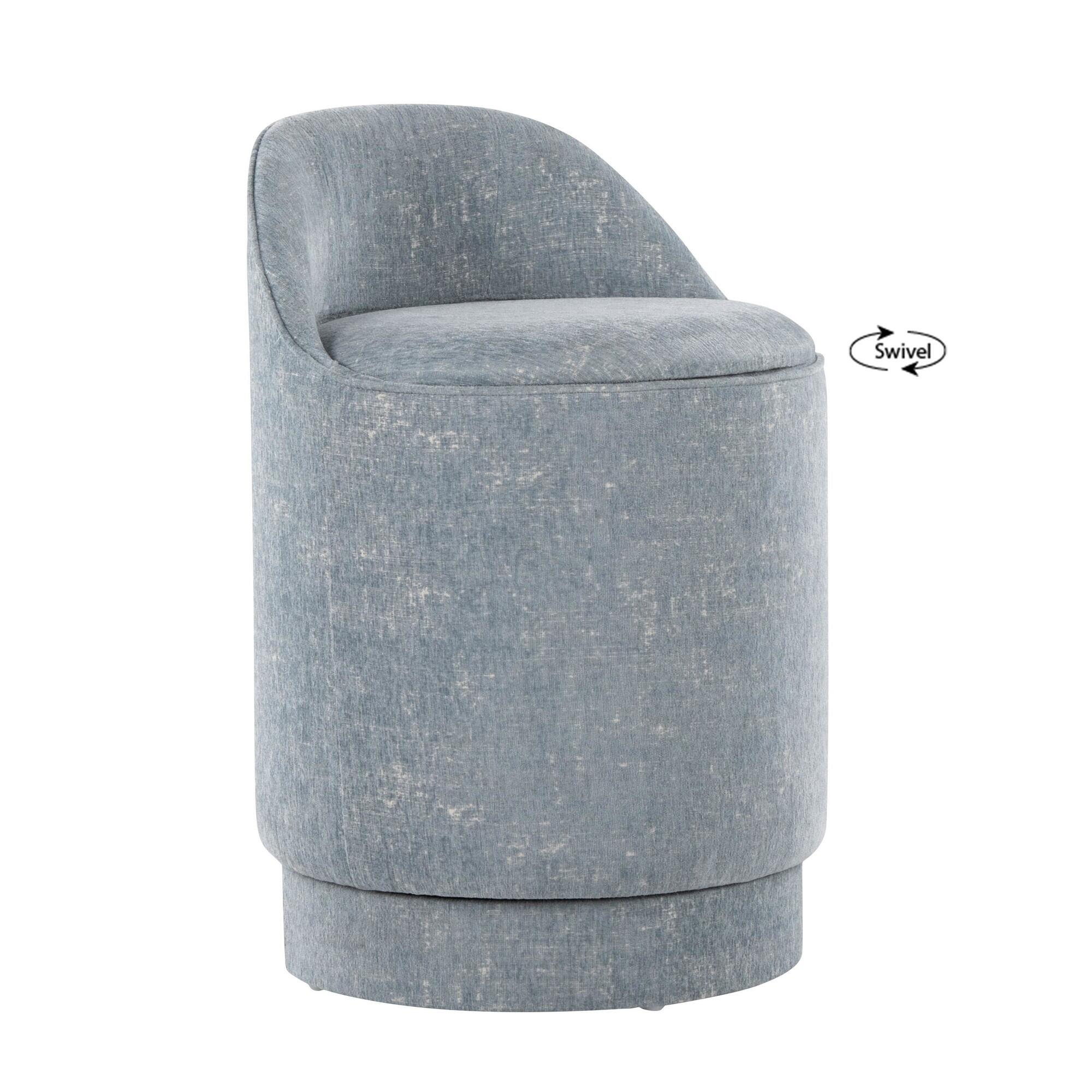 LumiSource Marla Swivel Vanity Stool, Light Blue, large