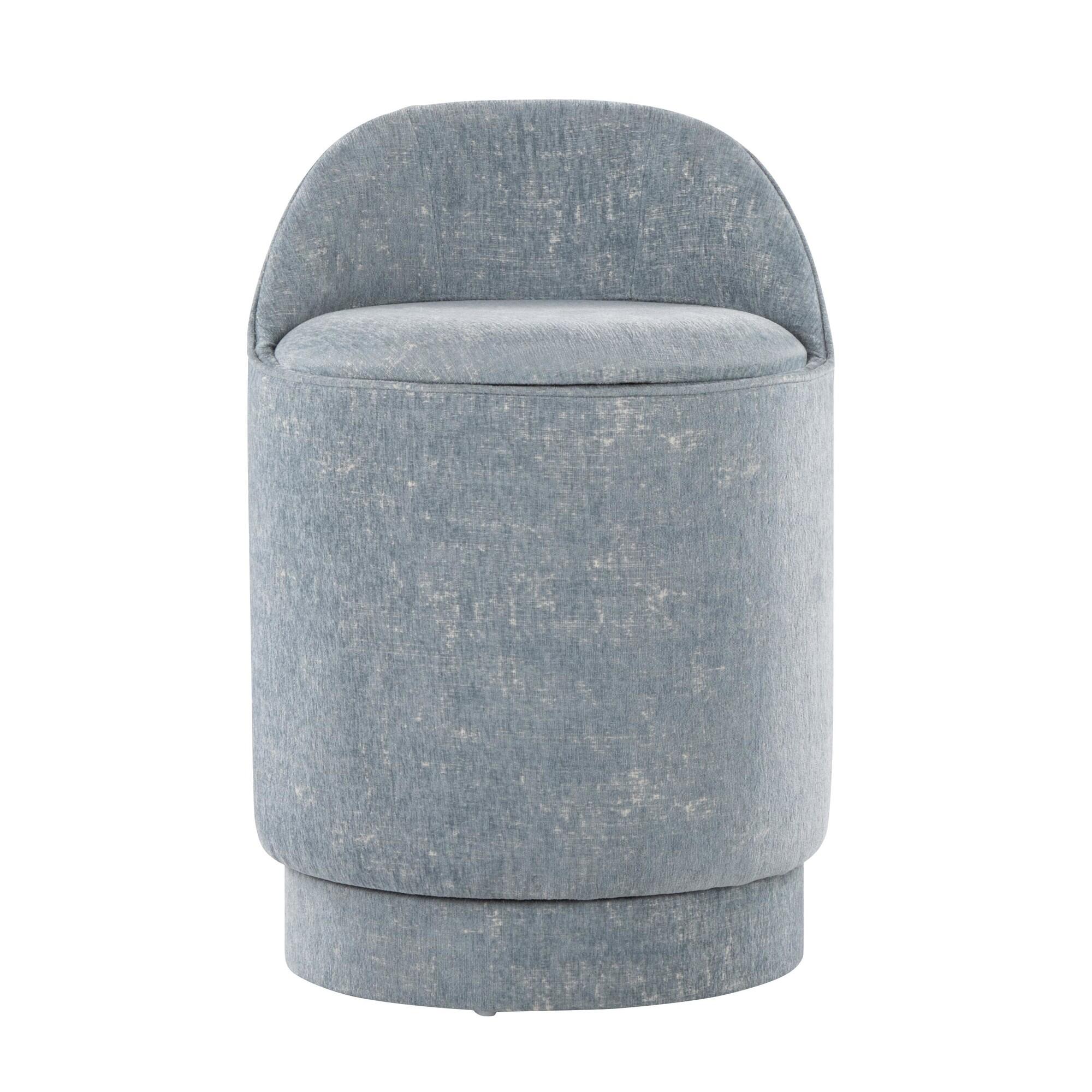 LumiSource Marla Swivel Vanity Stool, Light Blue, large