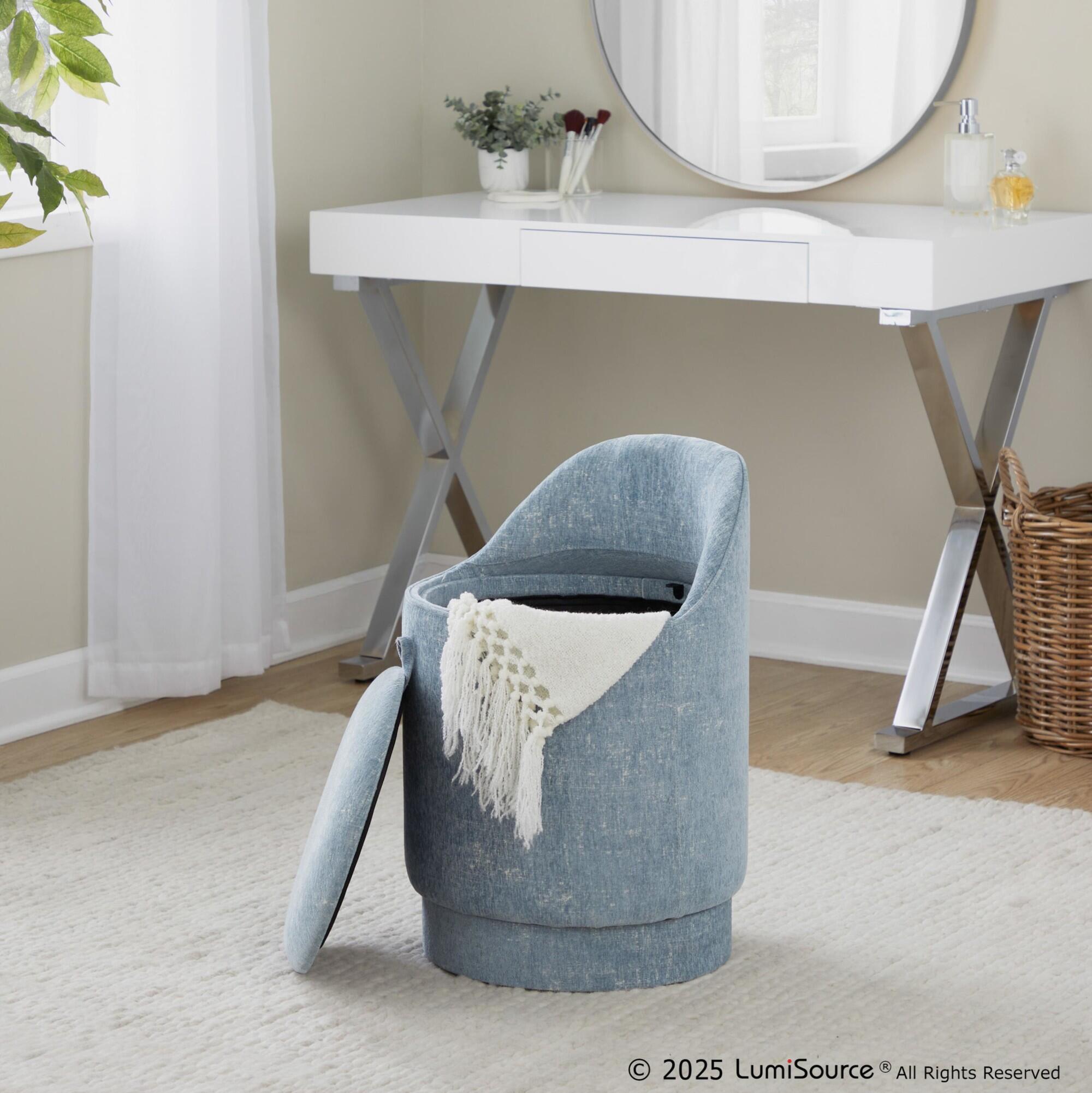 LumiSource Marla Swivel Vanity Stool, Light Blue, large
