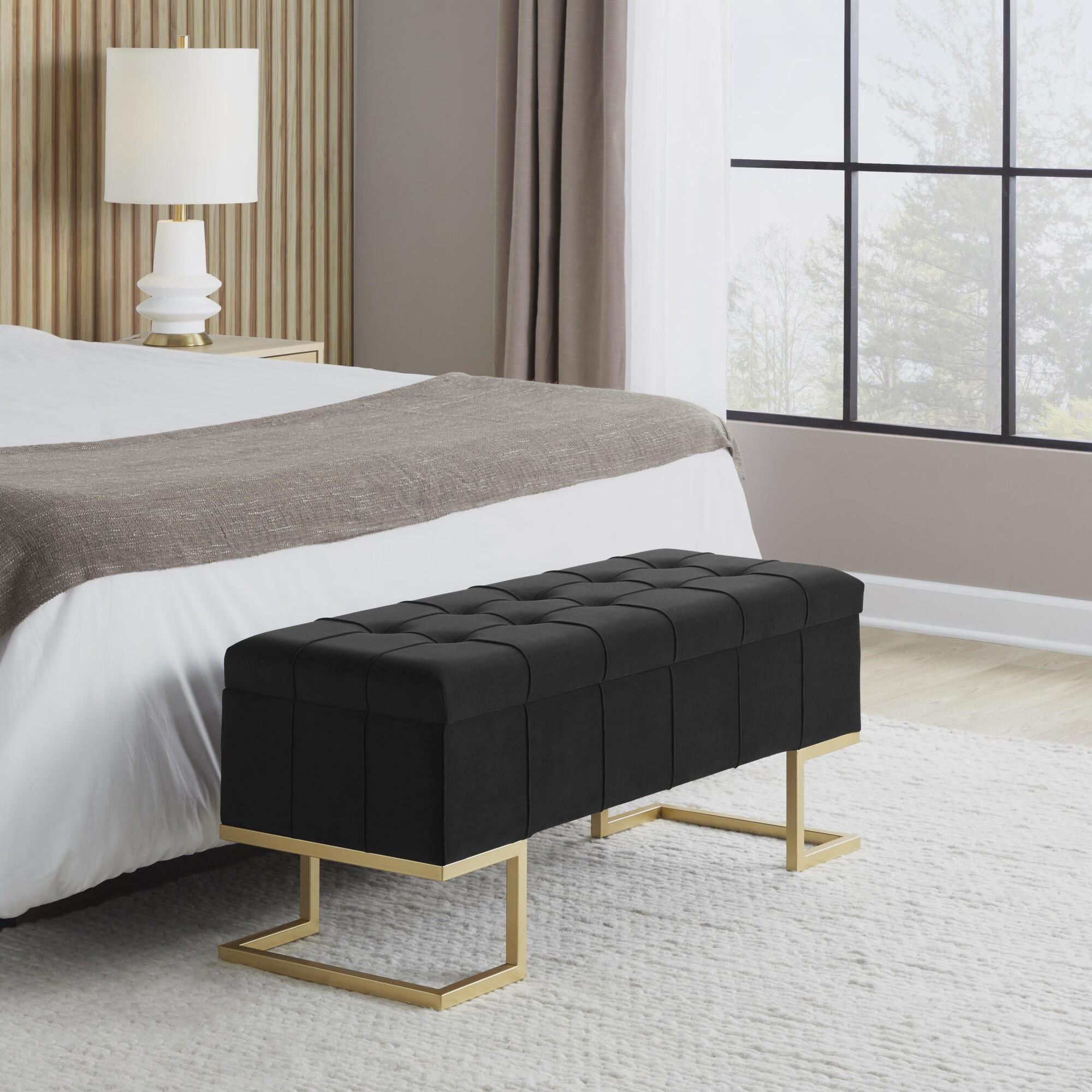 LumiSource Midas Storage Bench, Black, large