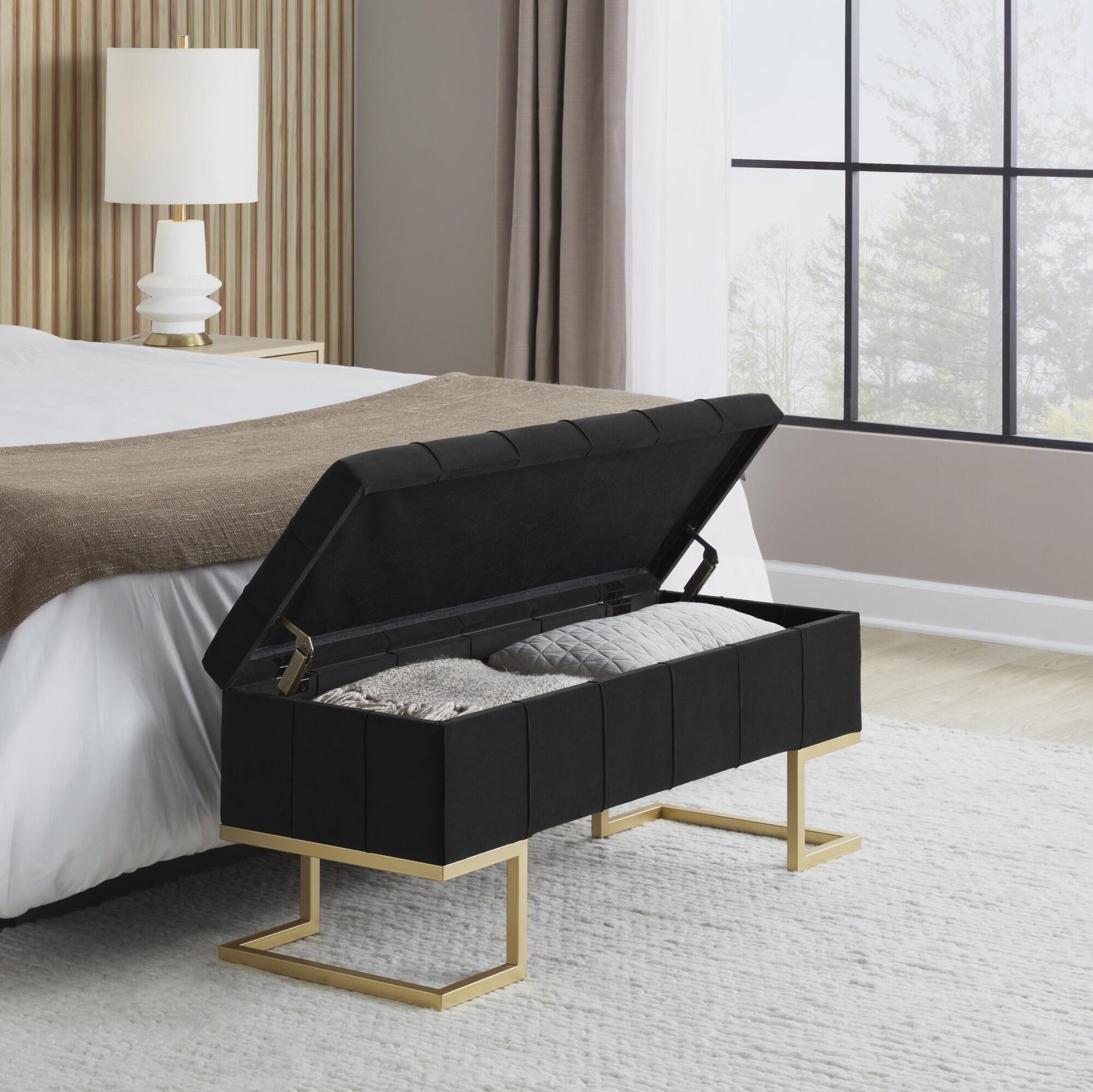 LumiSource Midas Storage Bench, Black, large