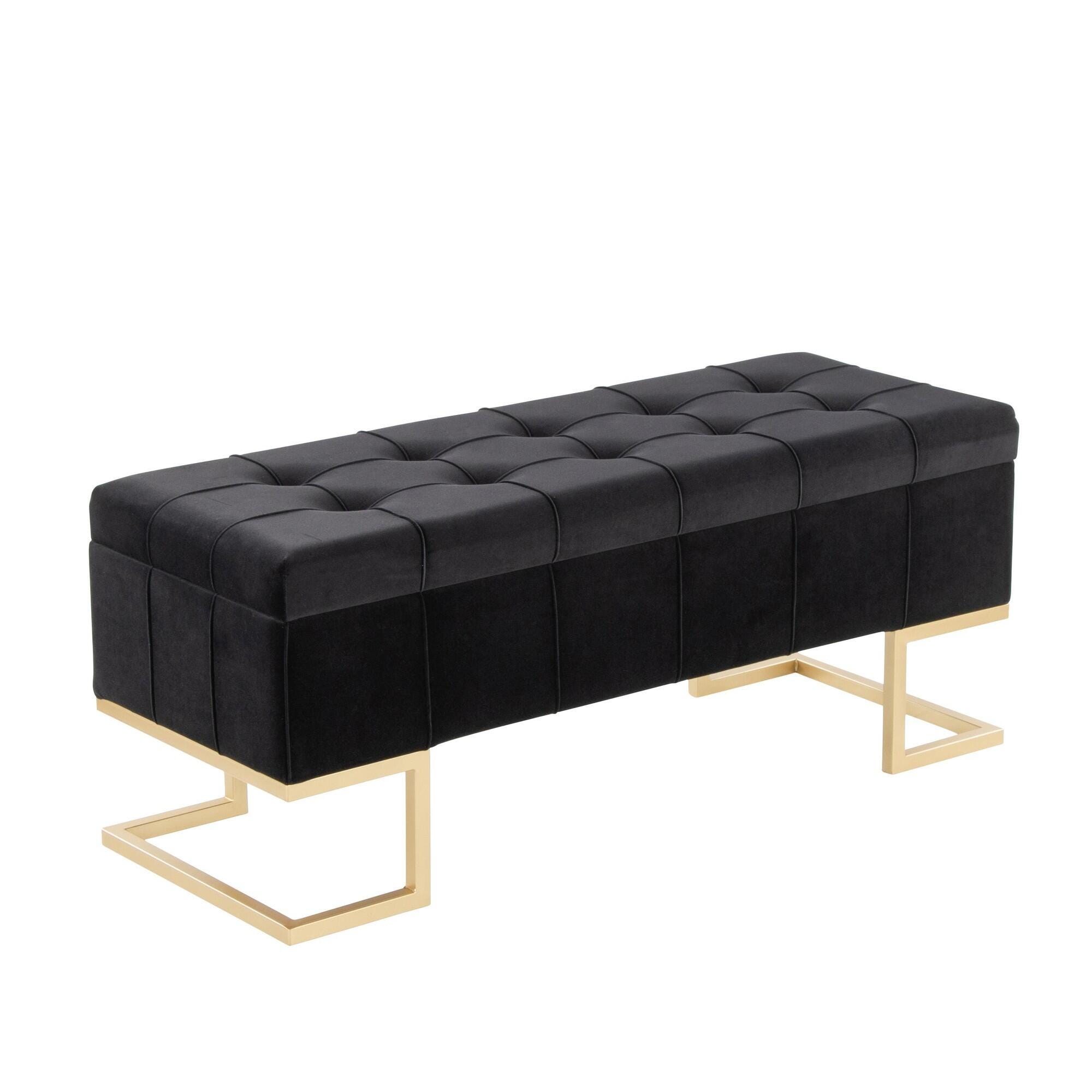 LumiSource Midas Storage Bench, Black, large