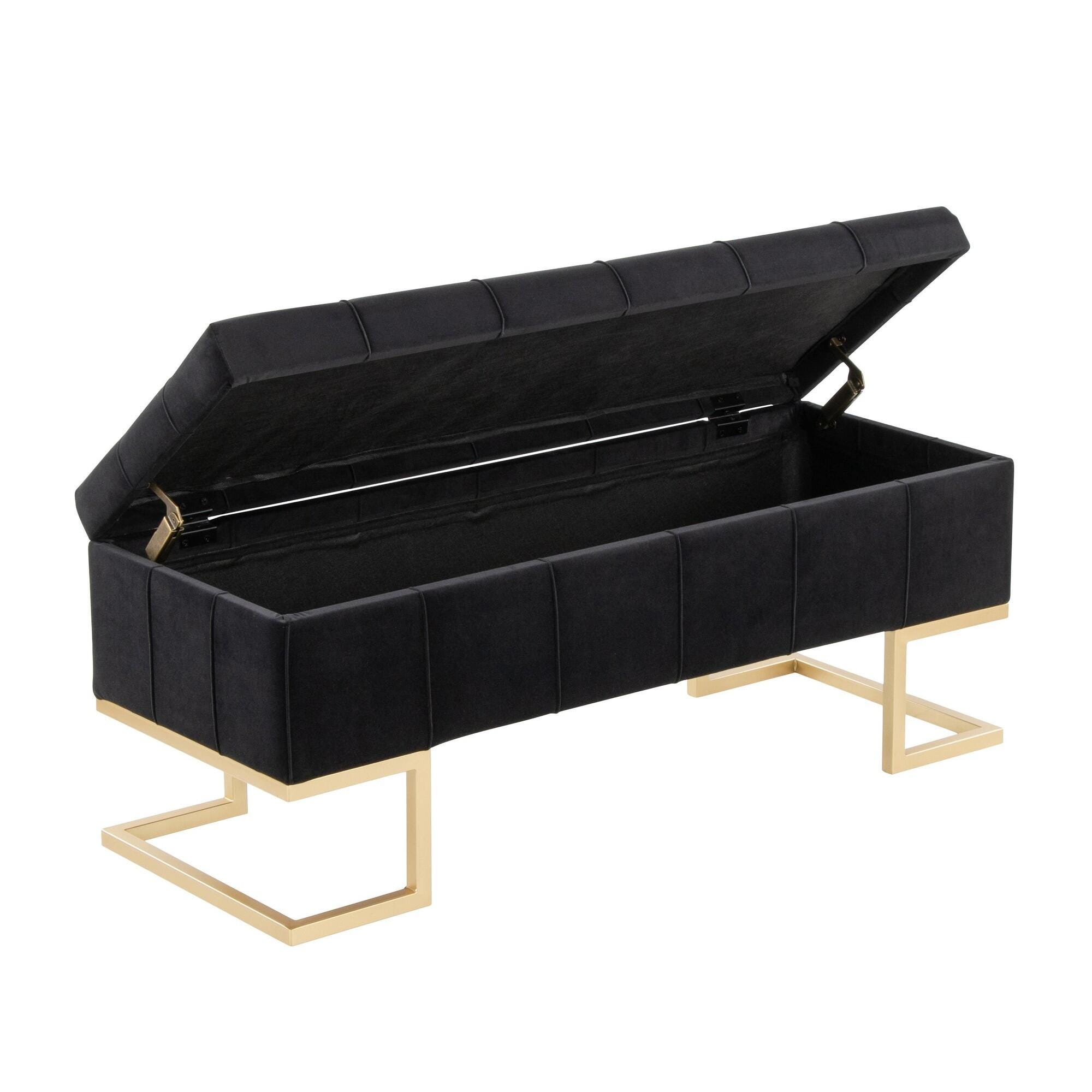 LumiSource Midas Storage Bench, Black, large