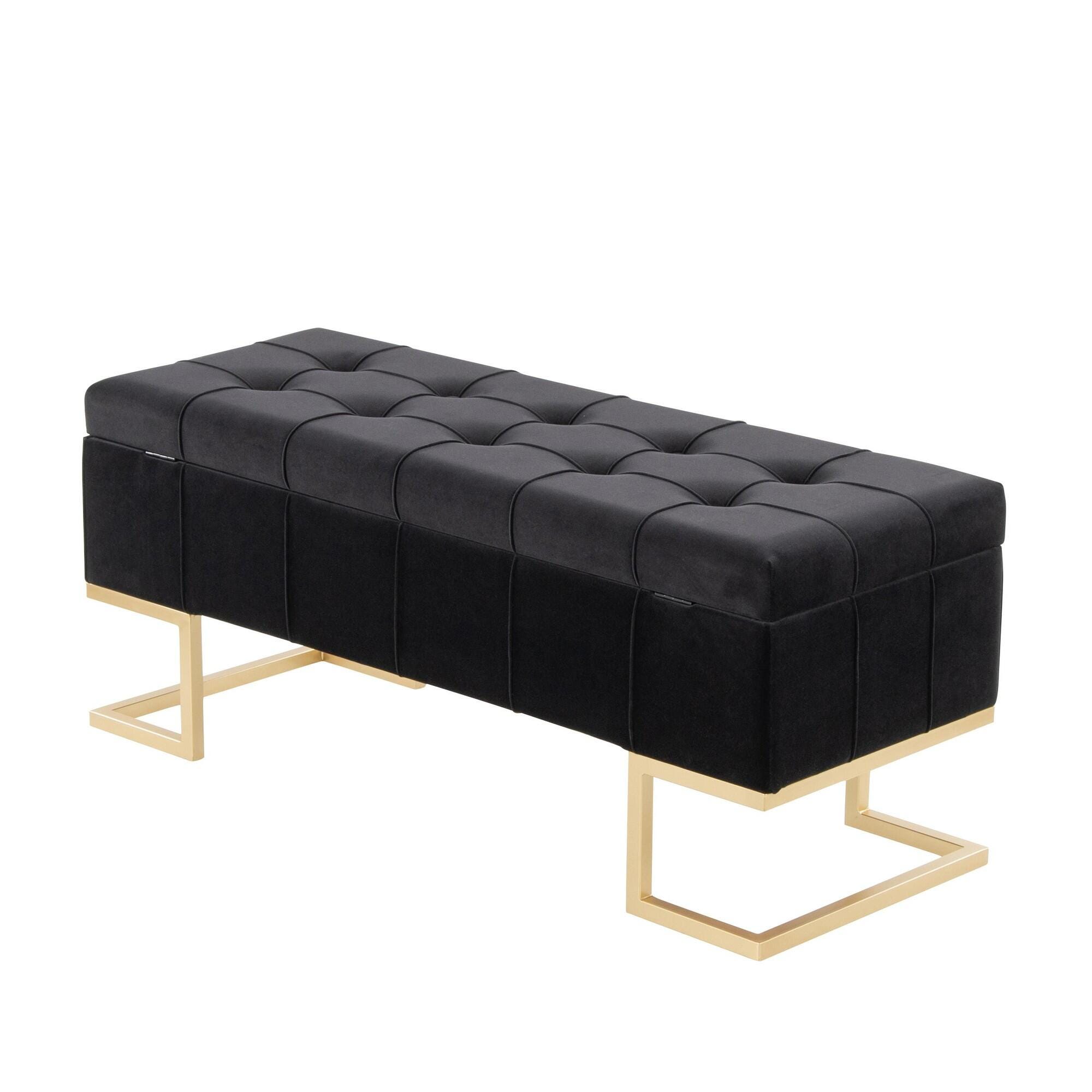 LumiSource Midas Storage Bench, Black, large