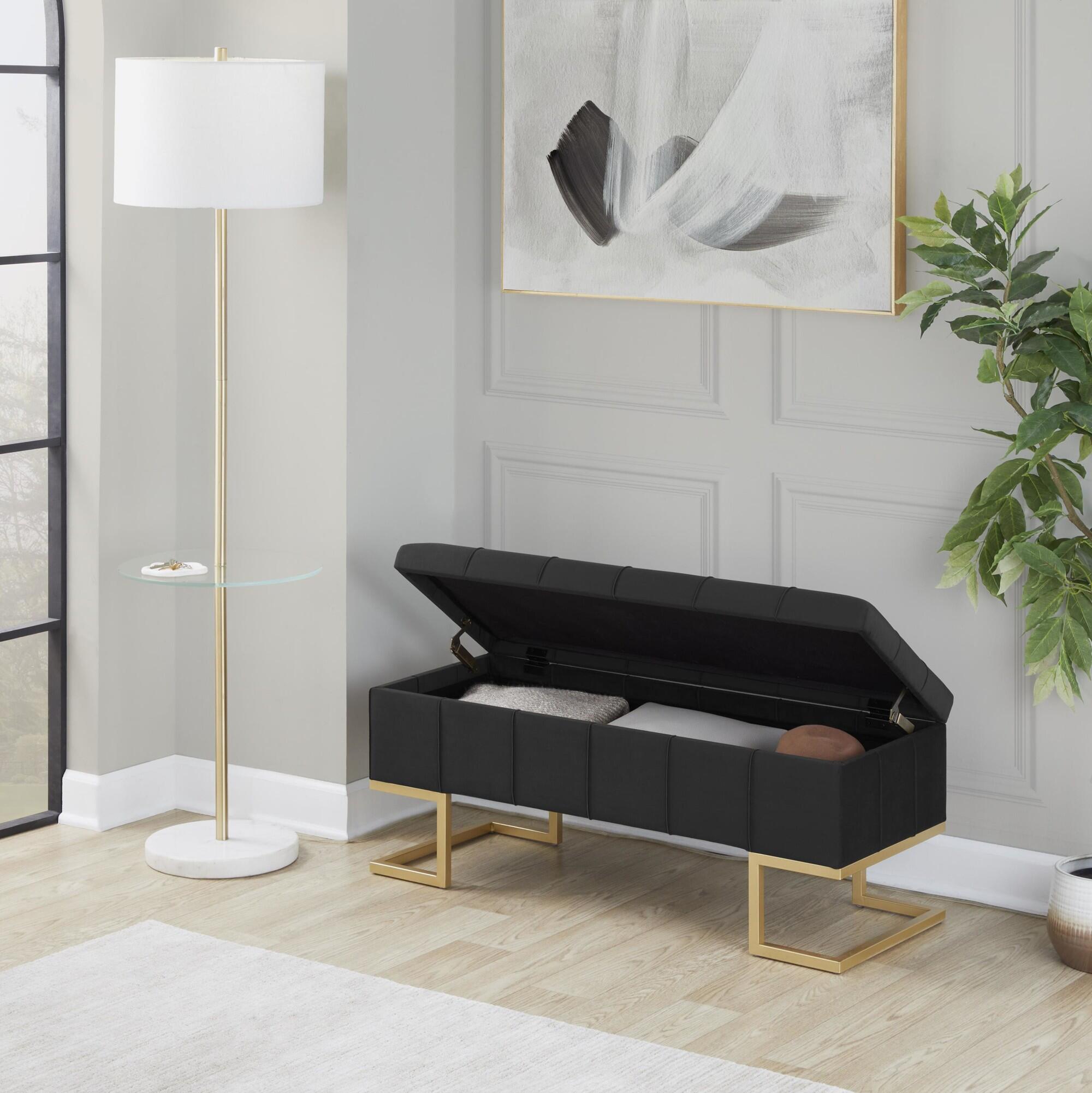 LumiSource Midas Storage Bench, Black, large