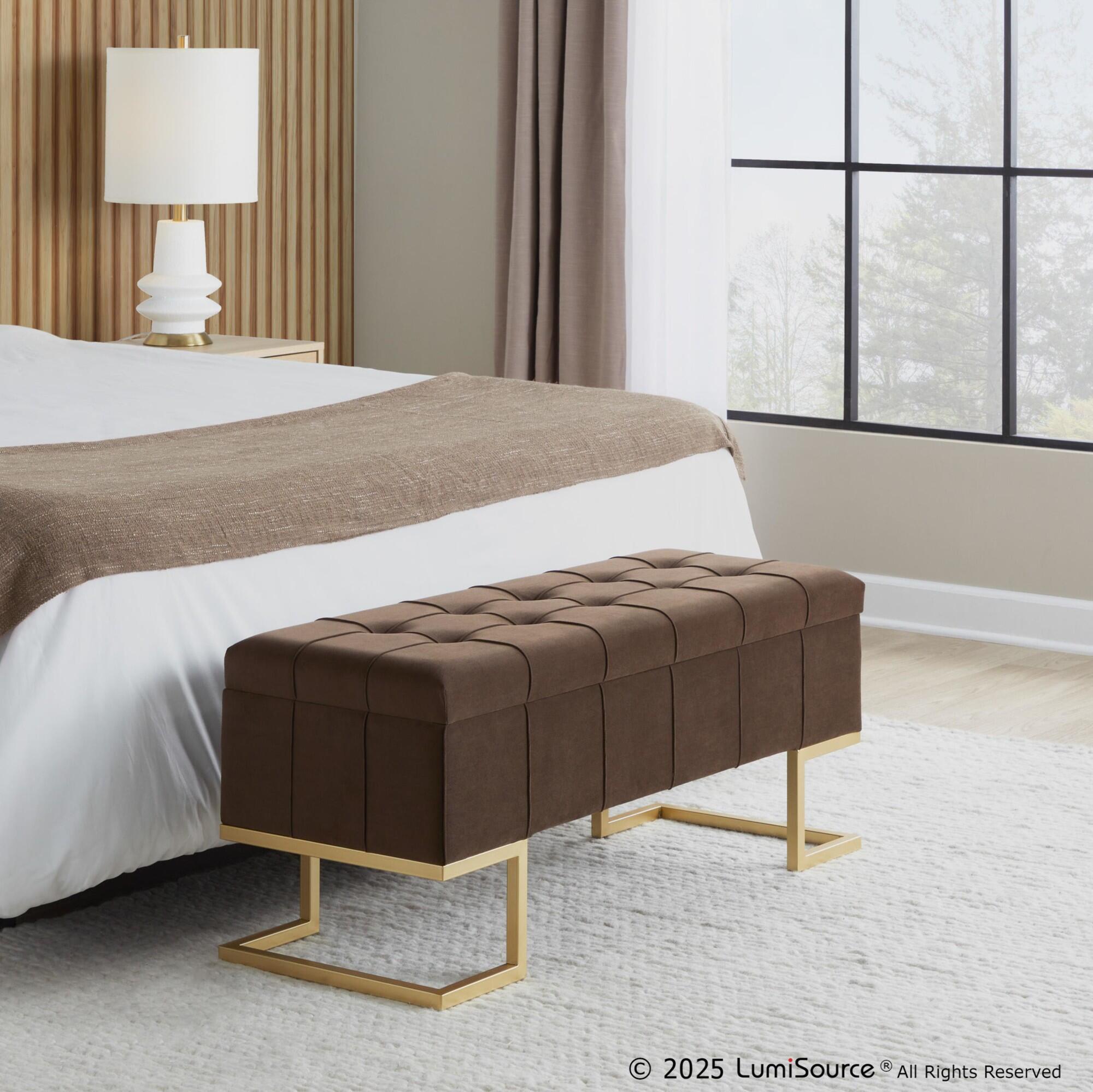 LumiSource Midas Storage Bench, Brown, rollover