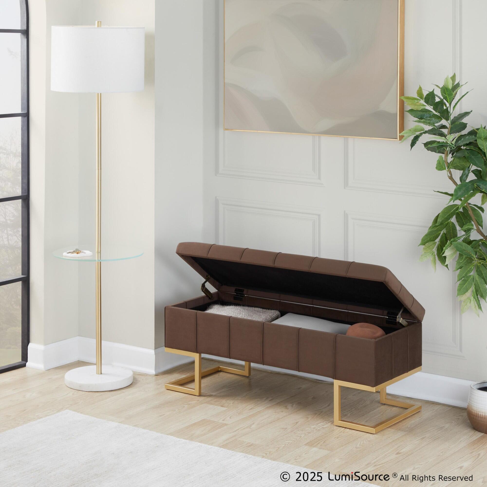 LumiSource Midas Storage Bench, Brown, large