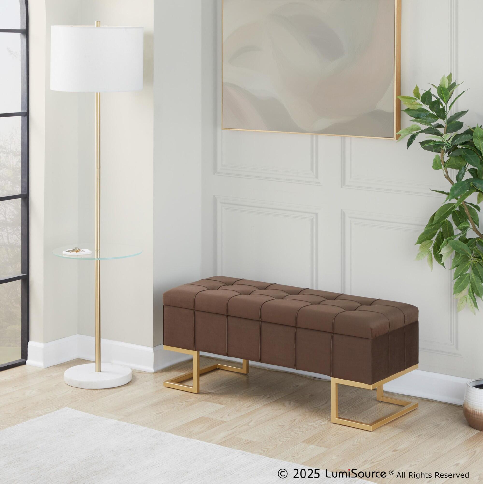 LumiSource Midas Storage Bench, Brown, large