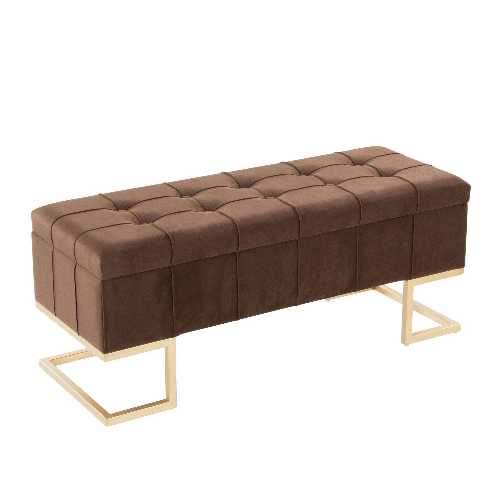 LumiSource Midas Storage Bench, Brown, large
