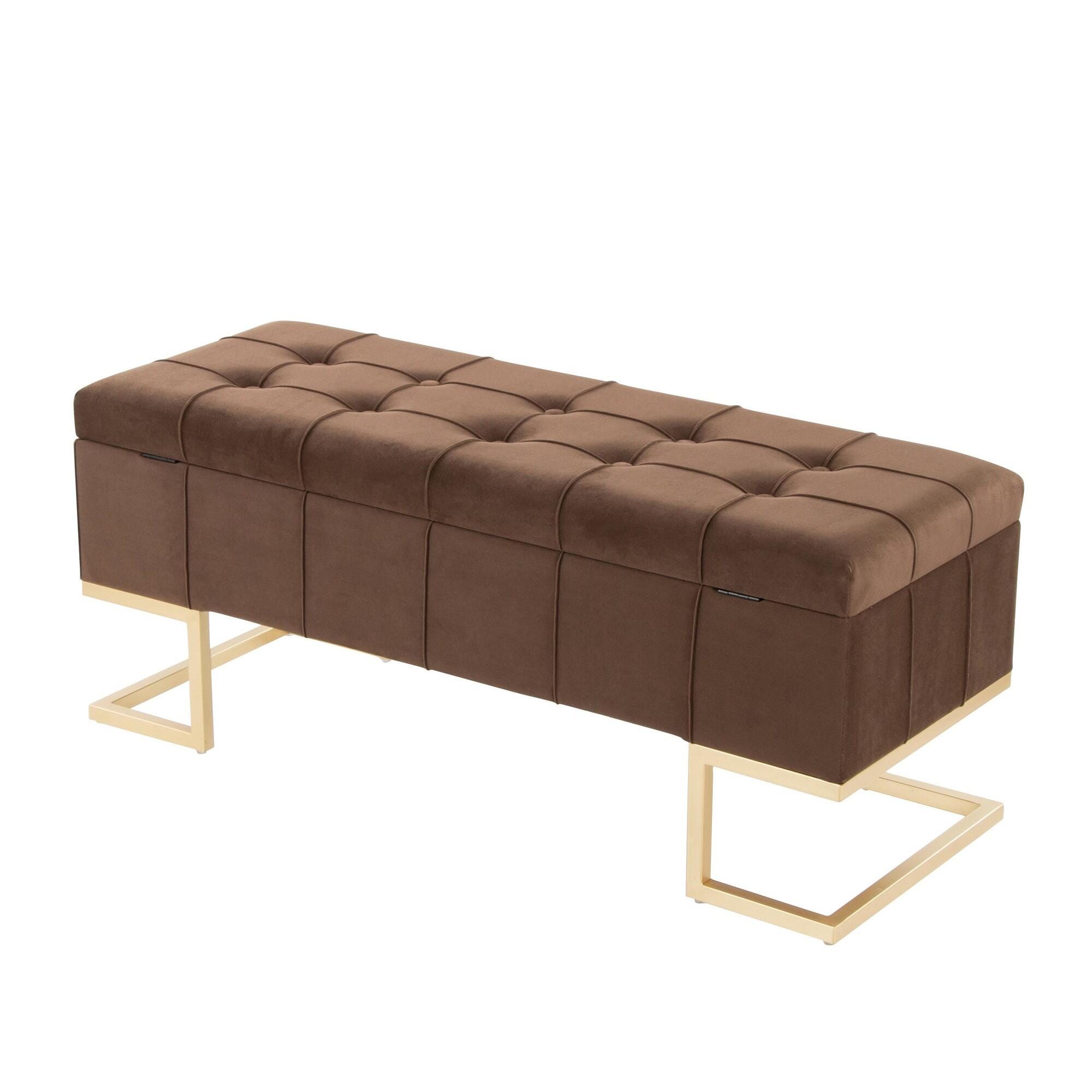 LumiSource Midas Storage Bench, Brown, large