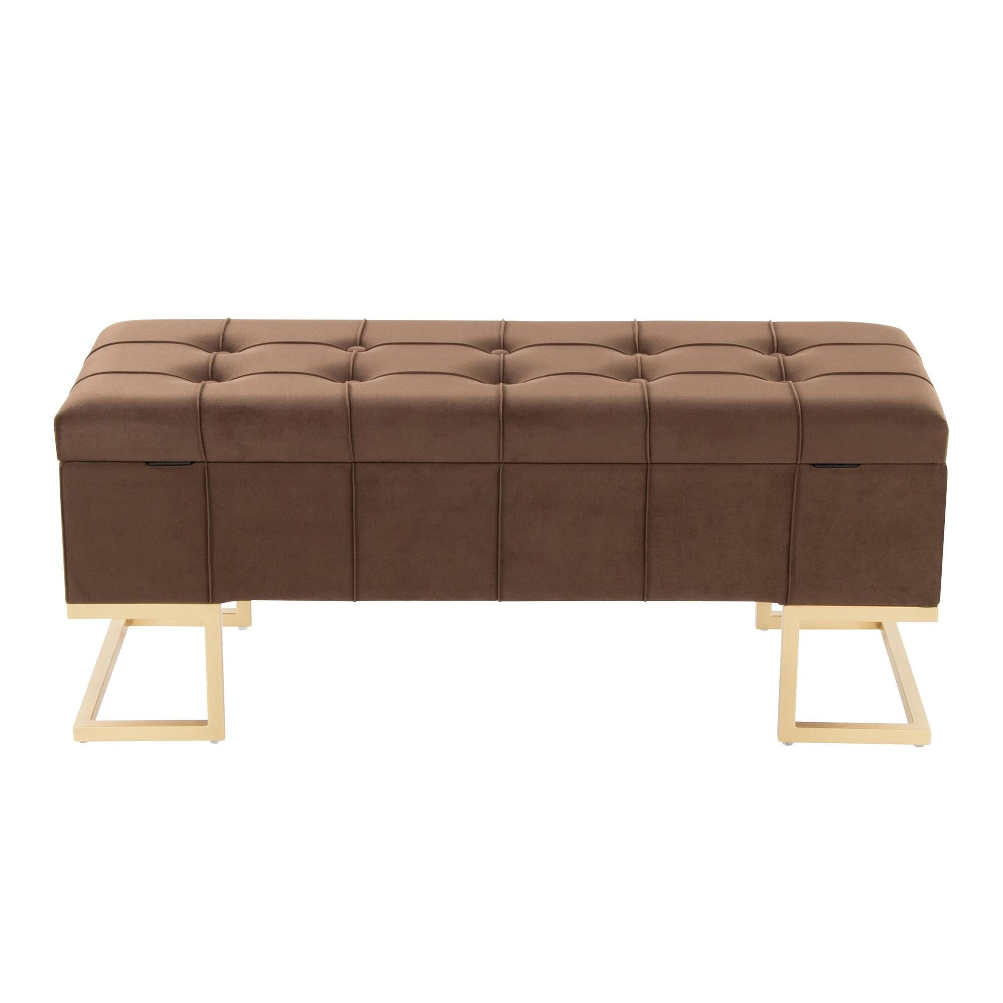 LumiSource Midas Storage Bench, Brown, large