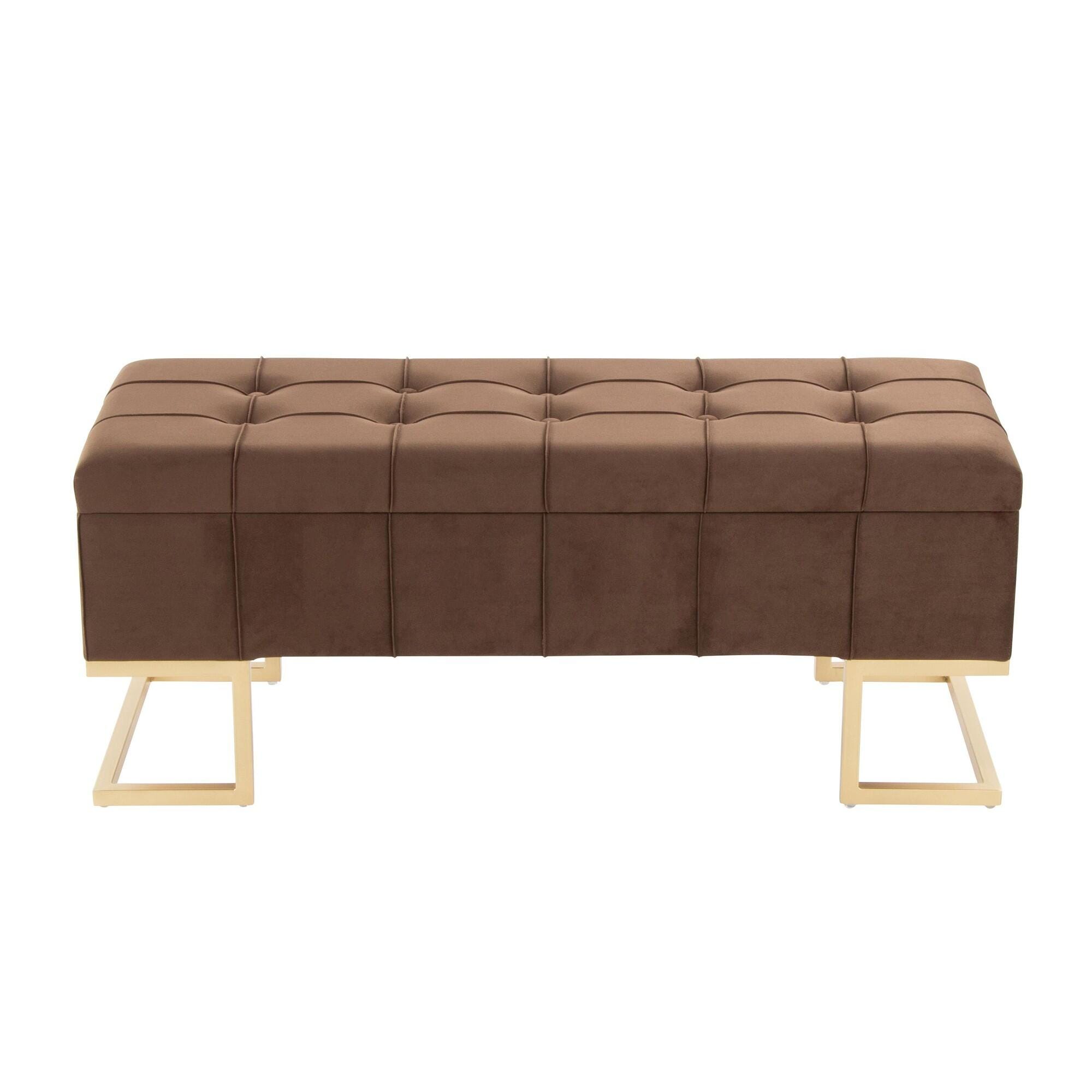 LumiSource Midas Storage Bench, Brown, large