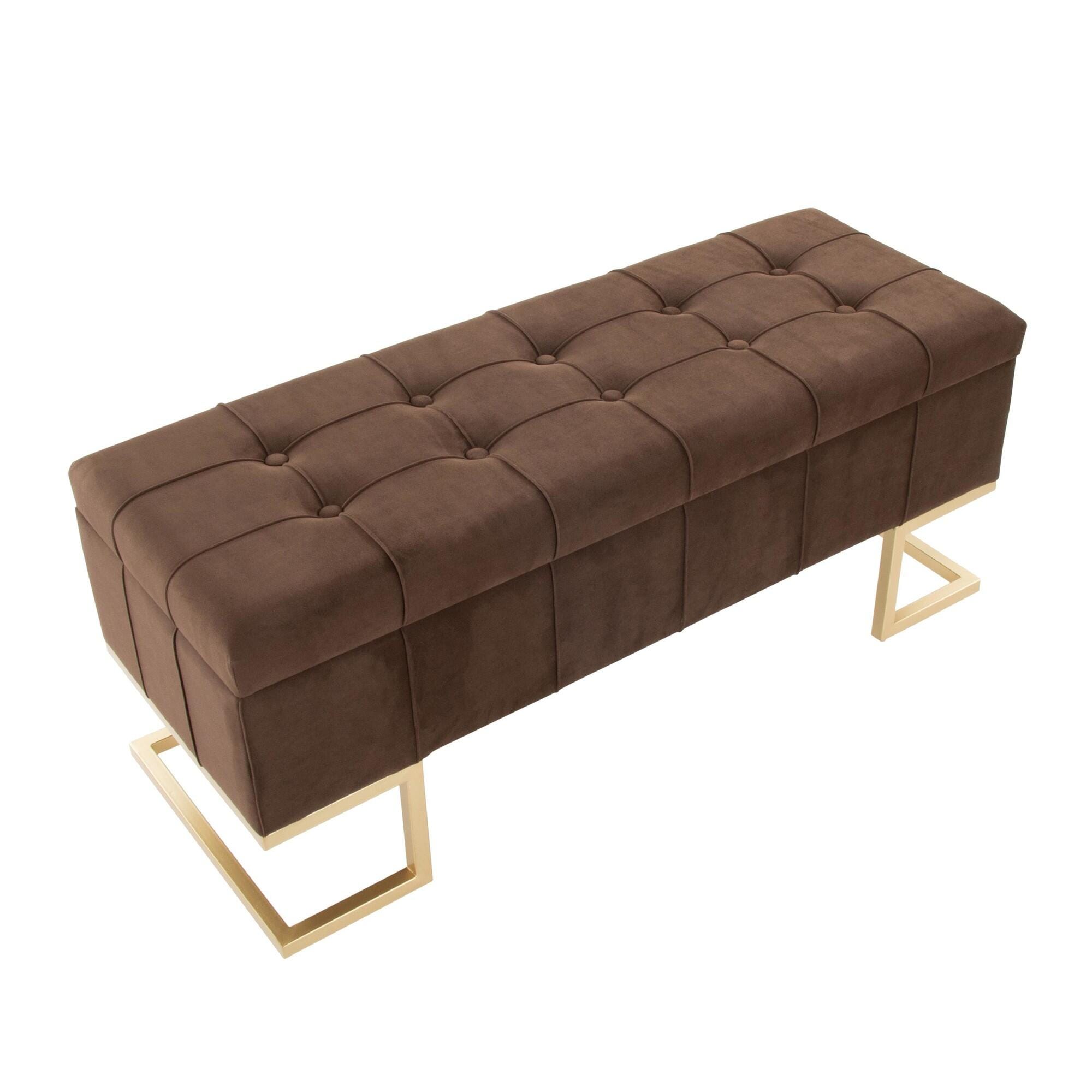 LumiSource Midas Storage Bench, Brown, large