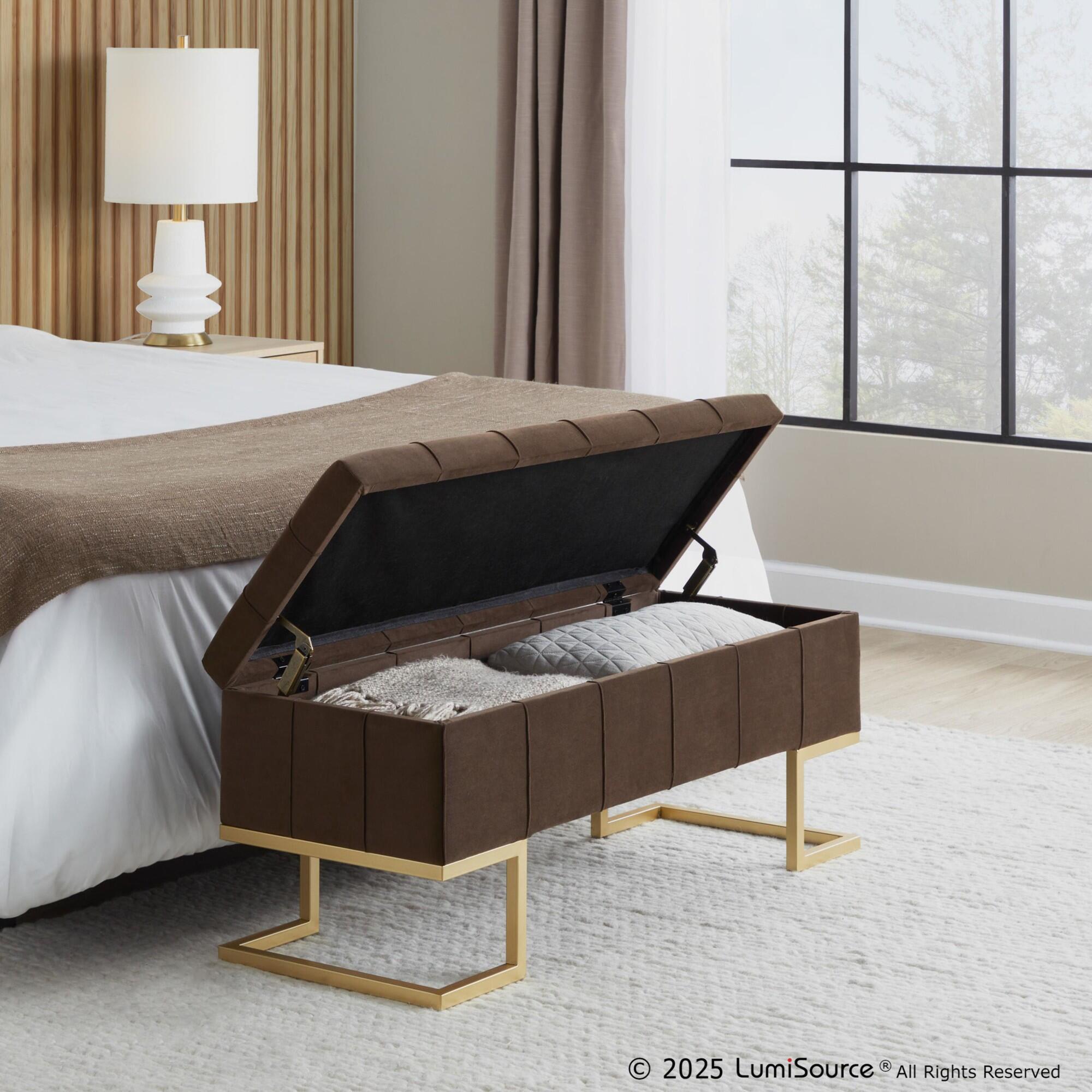 LumiSource Midas Storage Bench, Brown, large