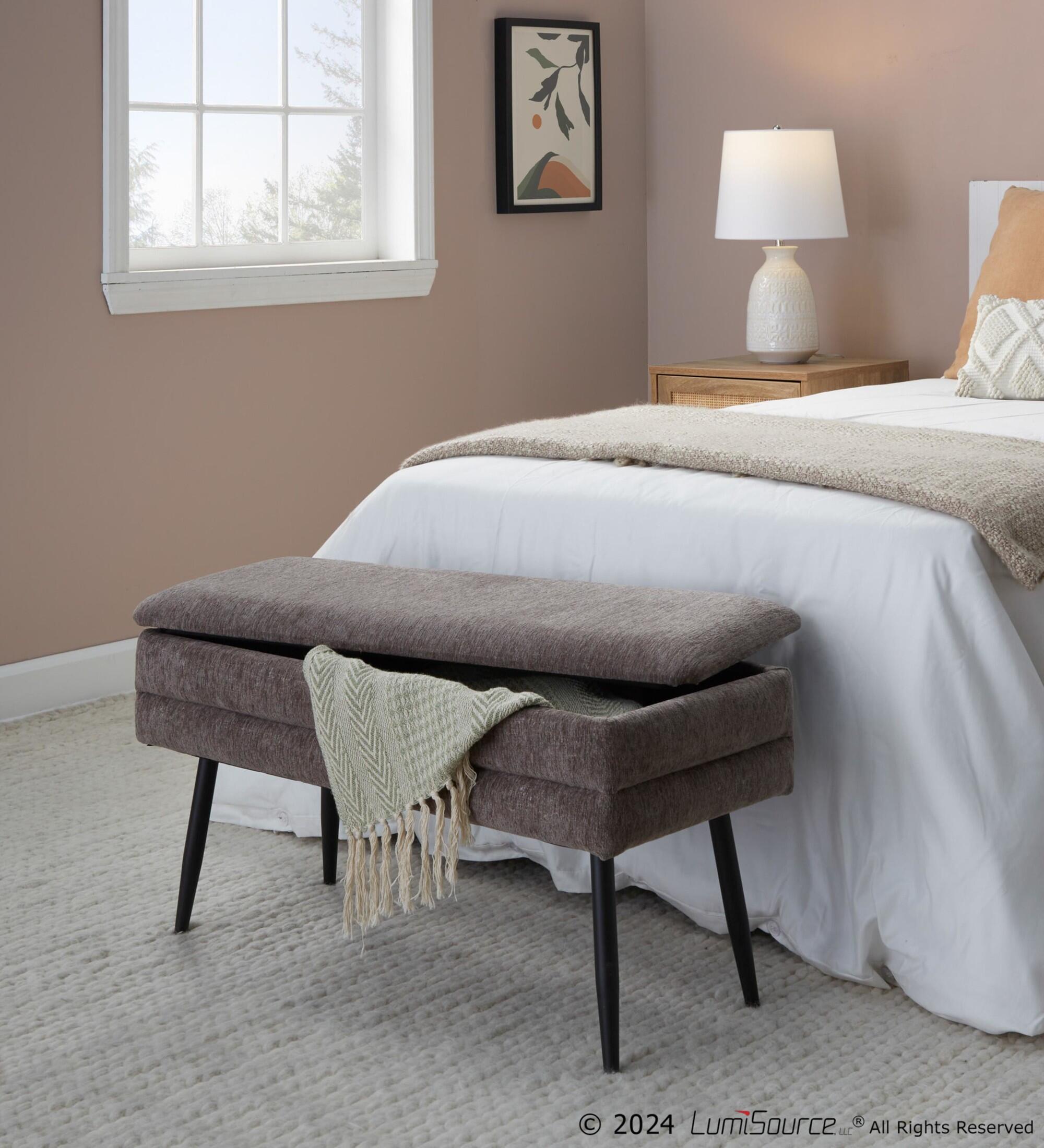 LumiSource Neapolitan Storage Bench, Brown, large