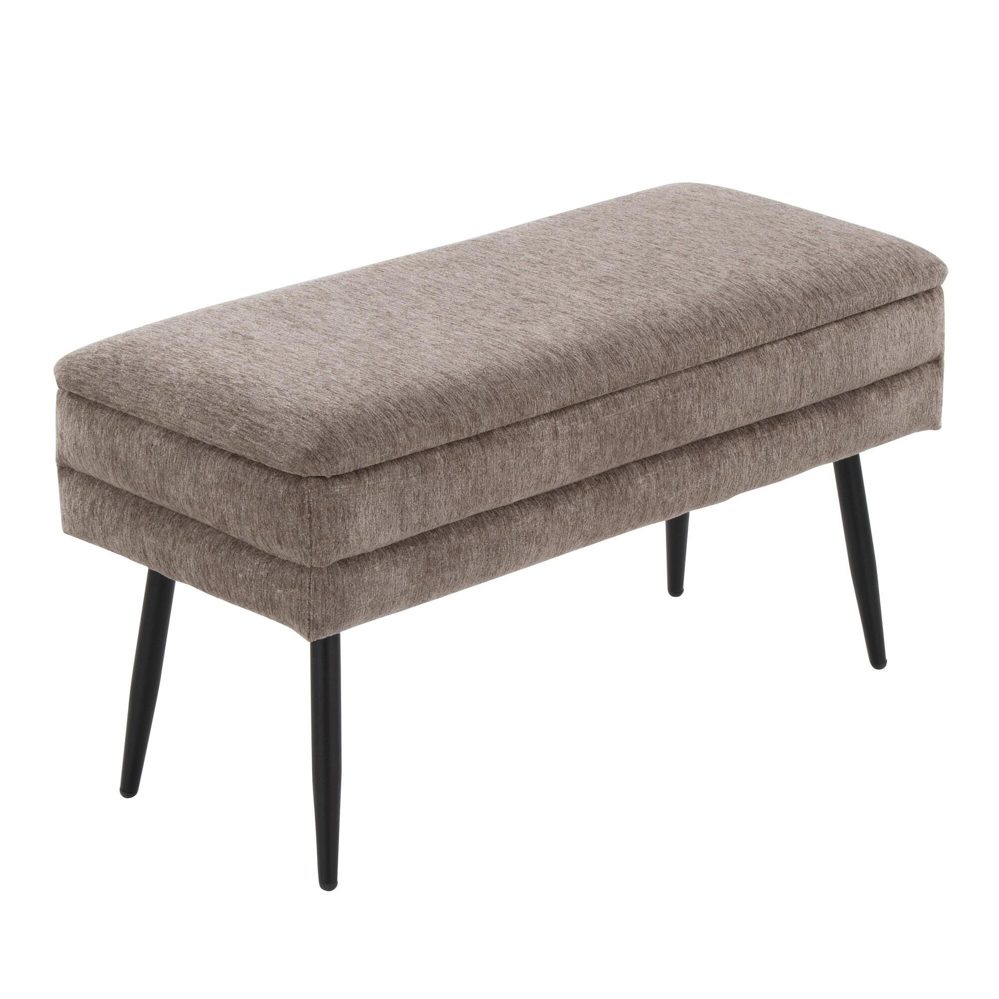 LumiSource Neapolitan Storage Bench, Brown, large