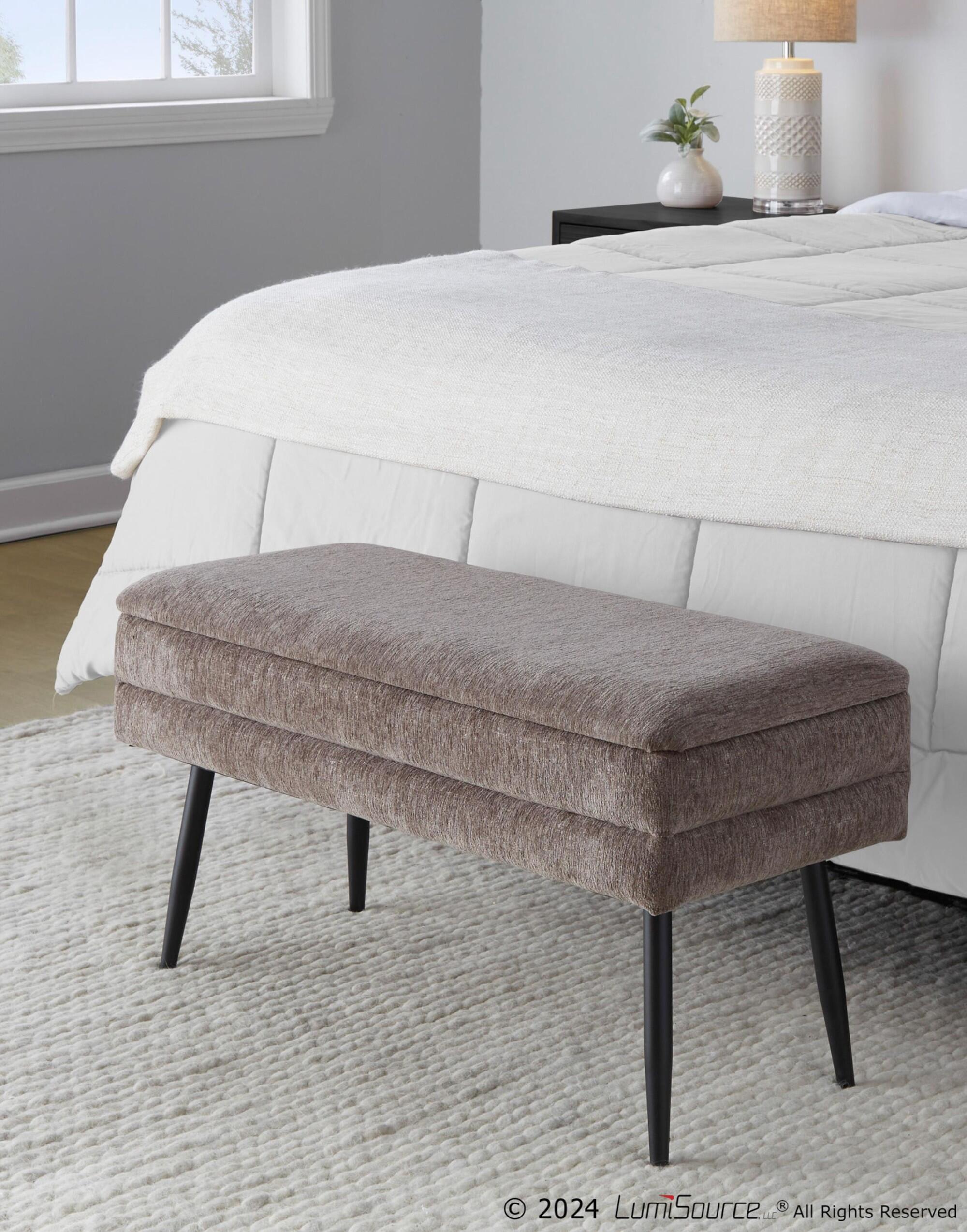 LumiSource Neapolitan Storage Bench, Brown, large