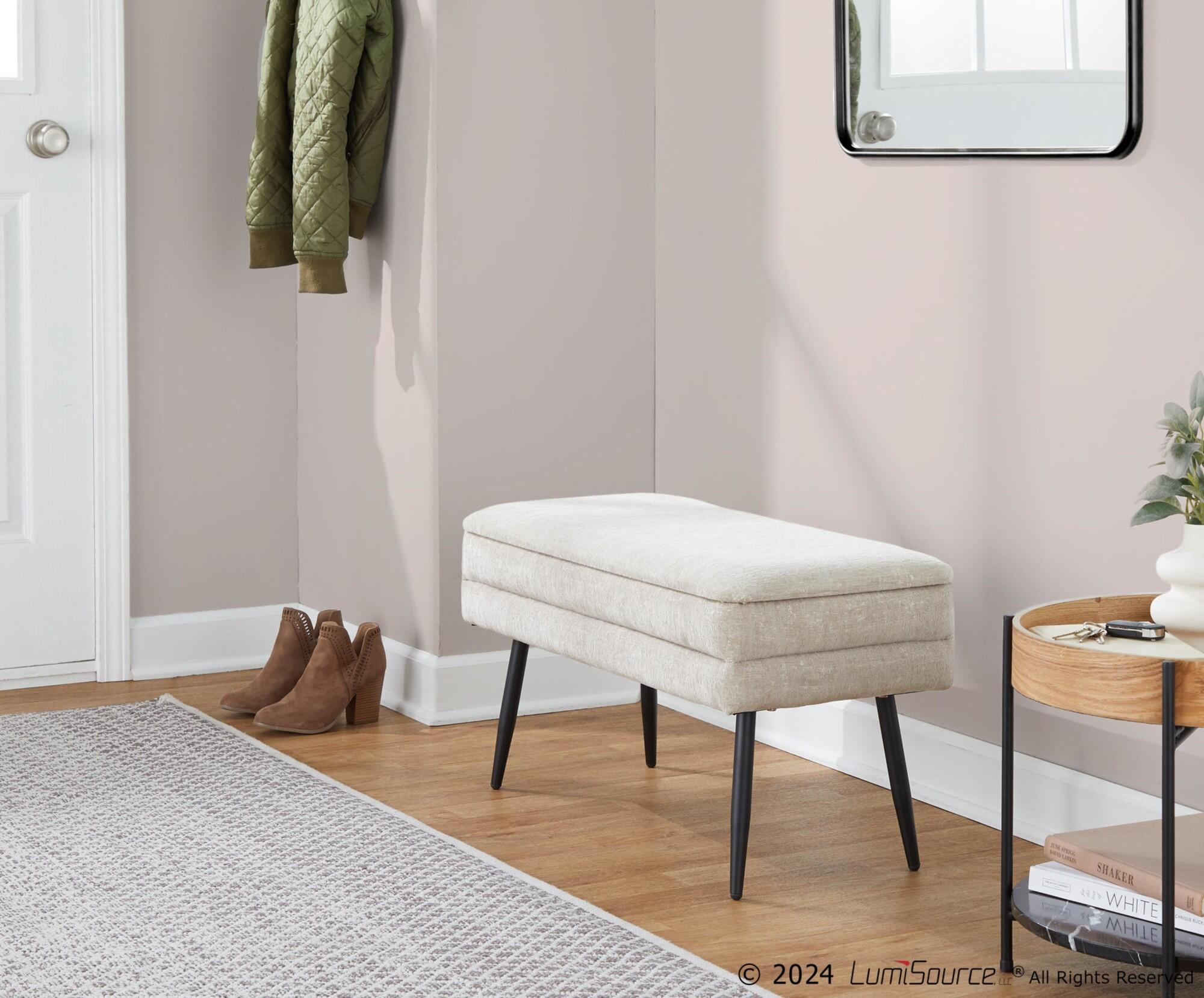 LumiSource Neapolitan Storage Bench, Light Brown, rollover