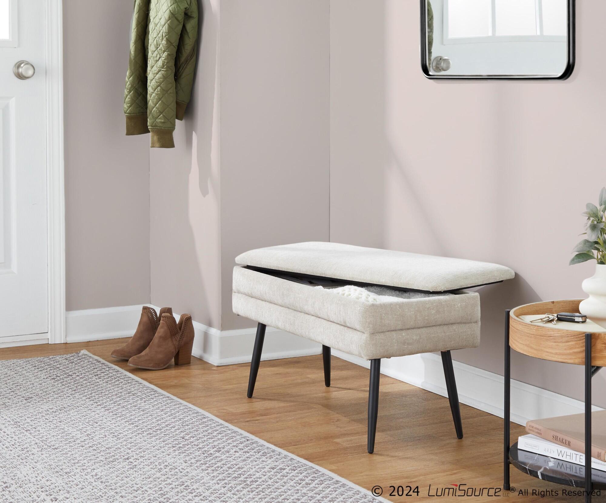 LumiSource Neapolitan Storage Bench, Light Brown, large