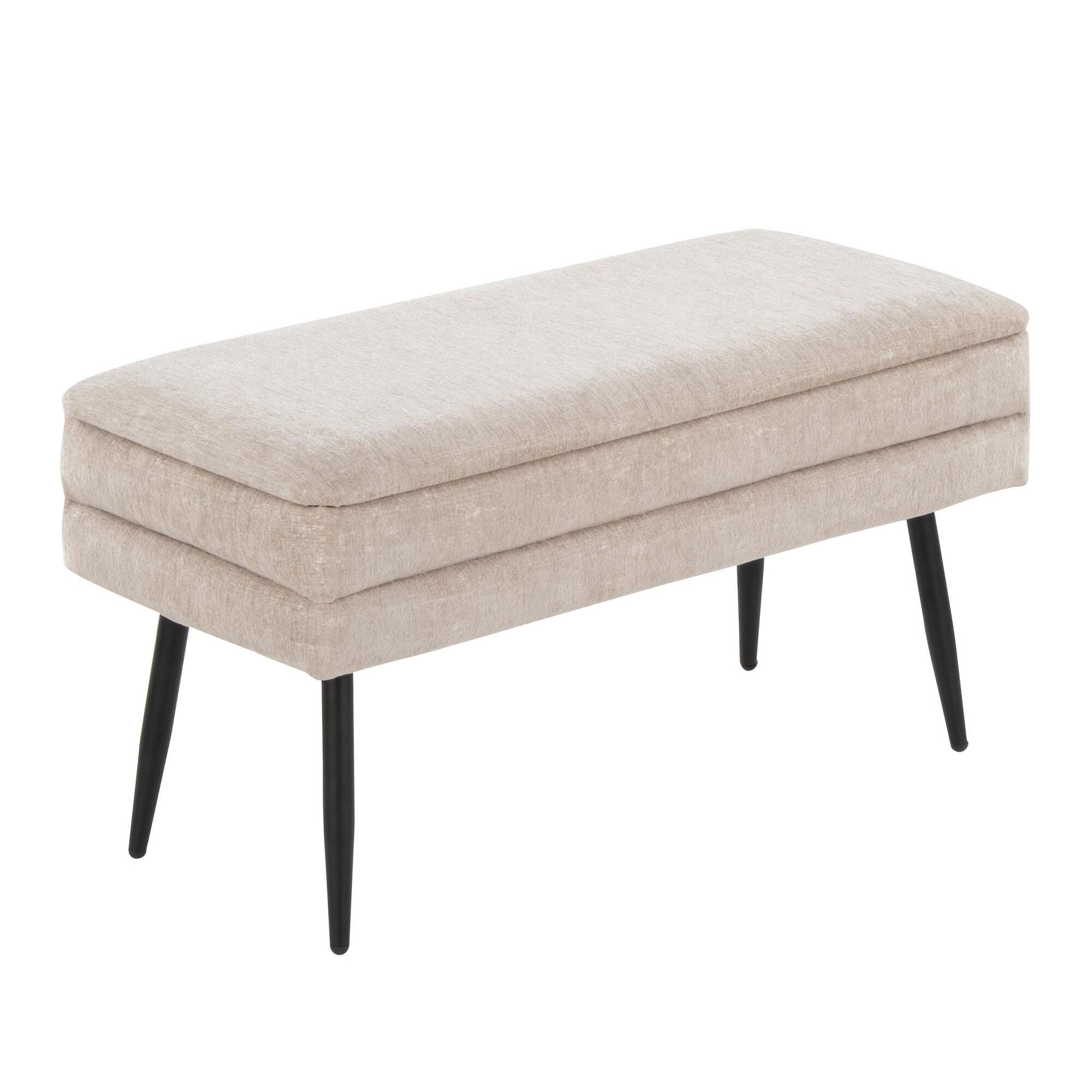 LumiSource Neapolitan Storage Bench, Light Brown, large