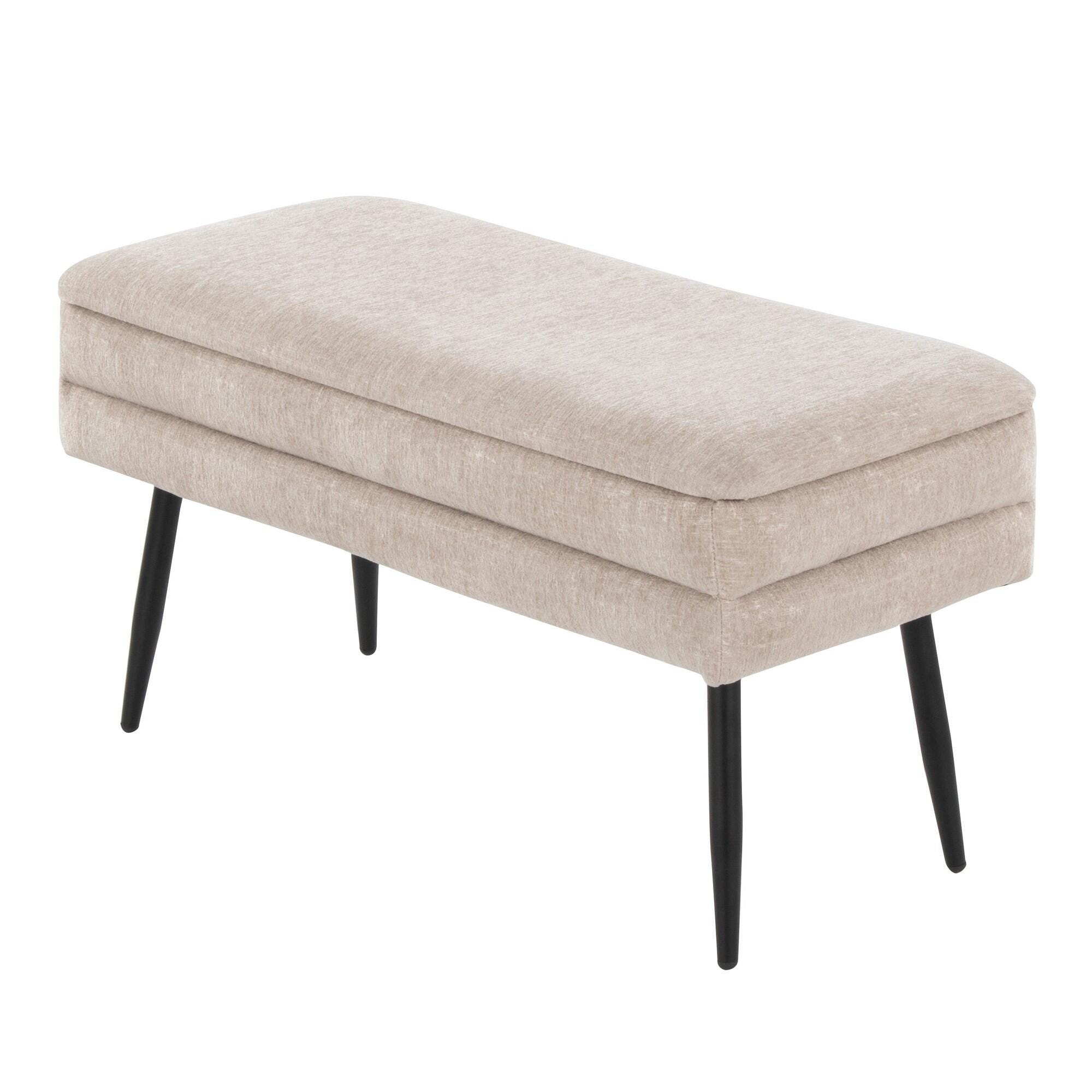 LumiSource Neapolitan Storage Bench, Light Brown, large
