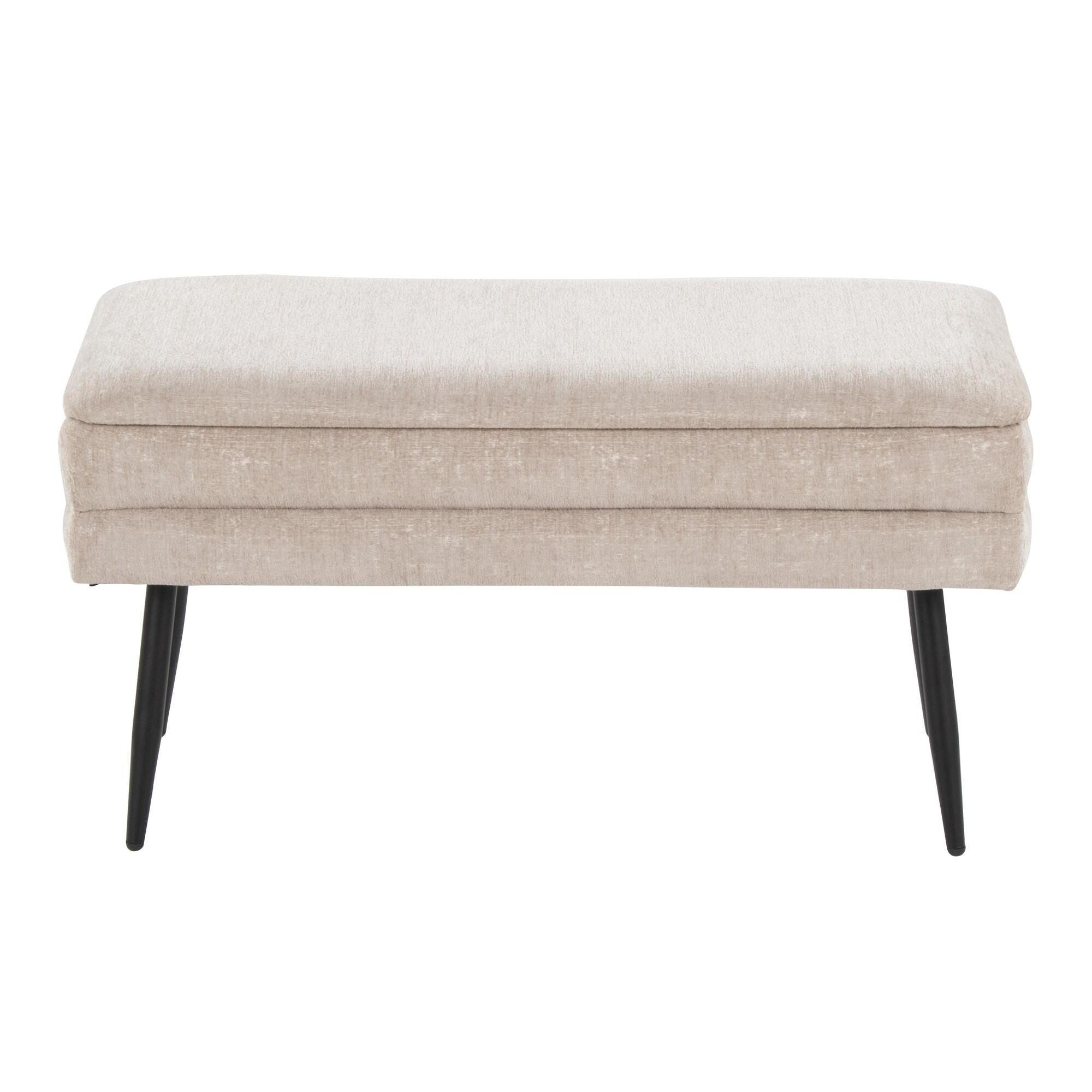 LumiSource Neapolitan Storage Bench, Light Brown, large