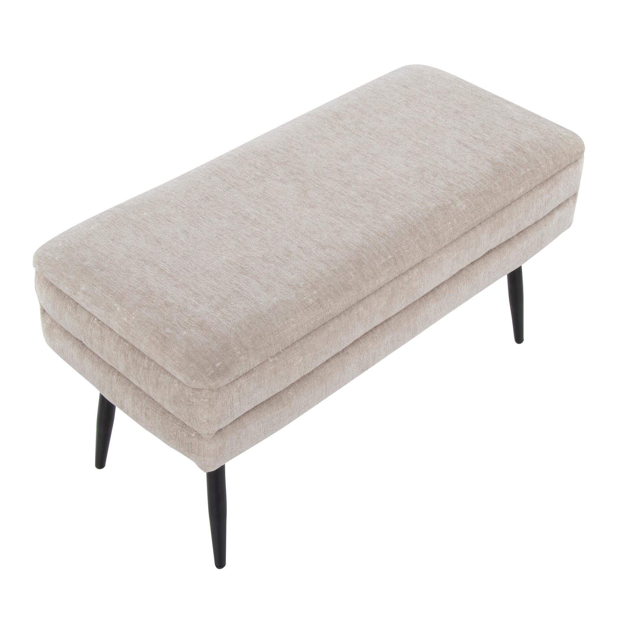 LumiSource Neapolitan Storage Bench, Light Brown, large