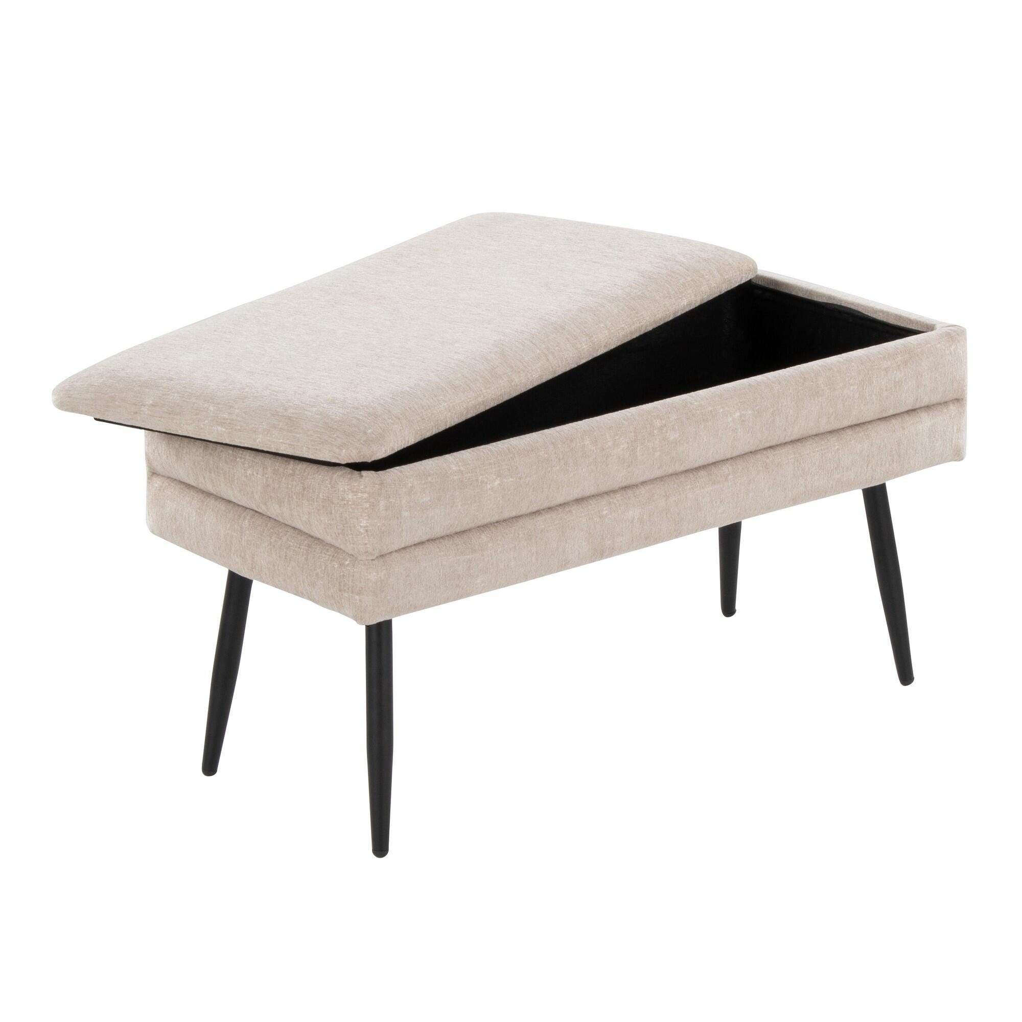 LumiSource Neapolitan Storage Bench, Light Brown, large