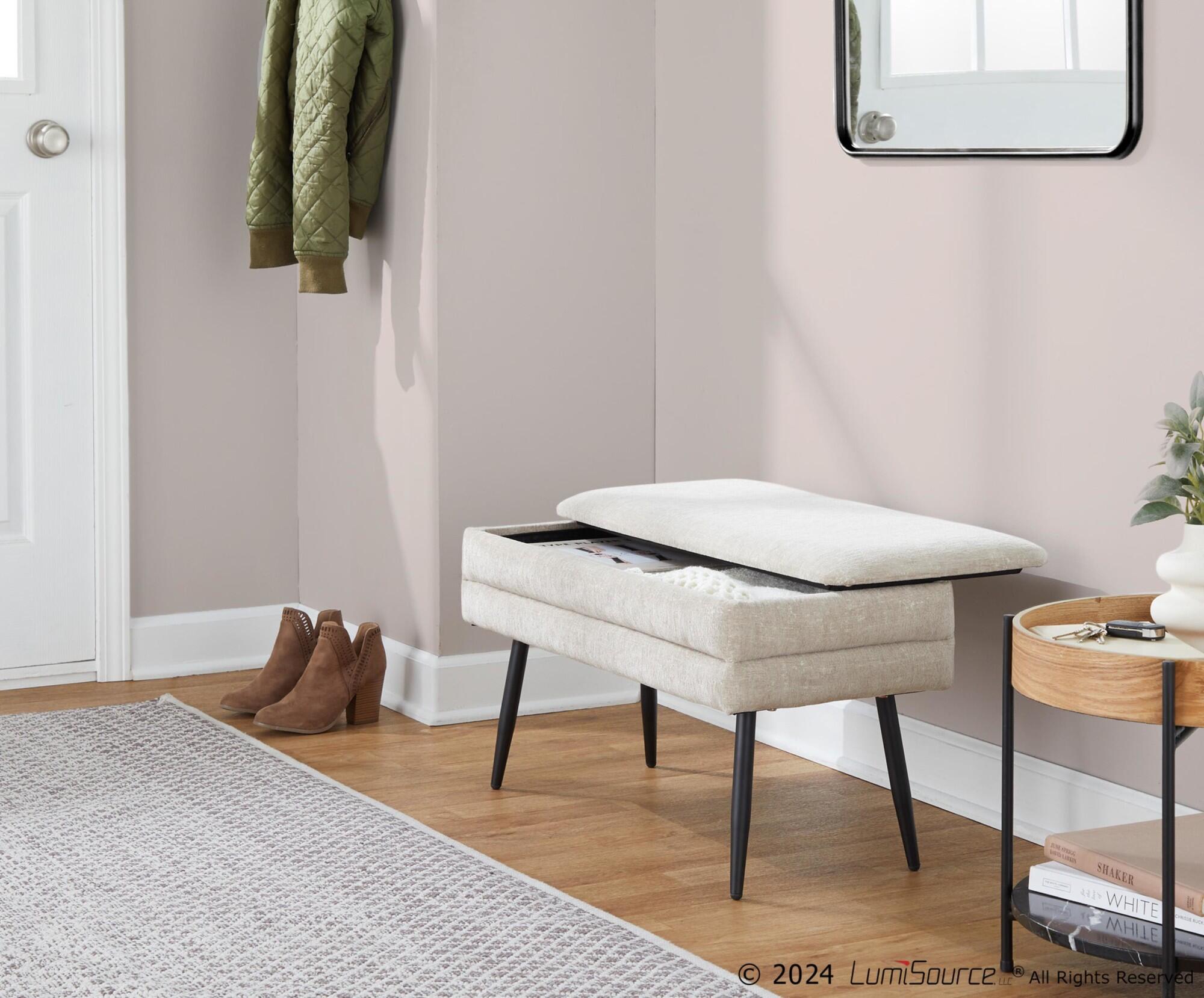 LumiSource Neapolitan Storage Bench, Light Brown, large