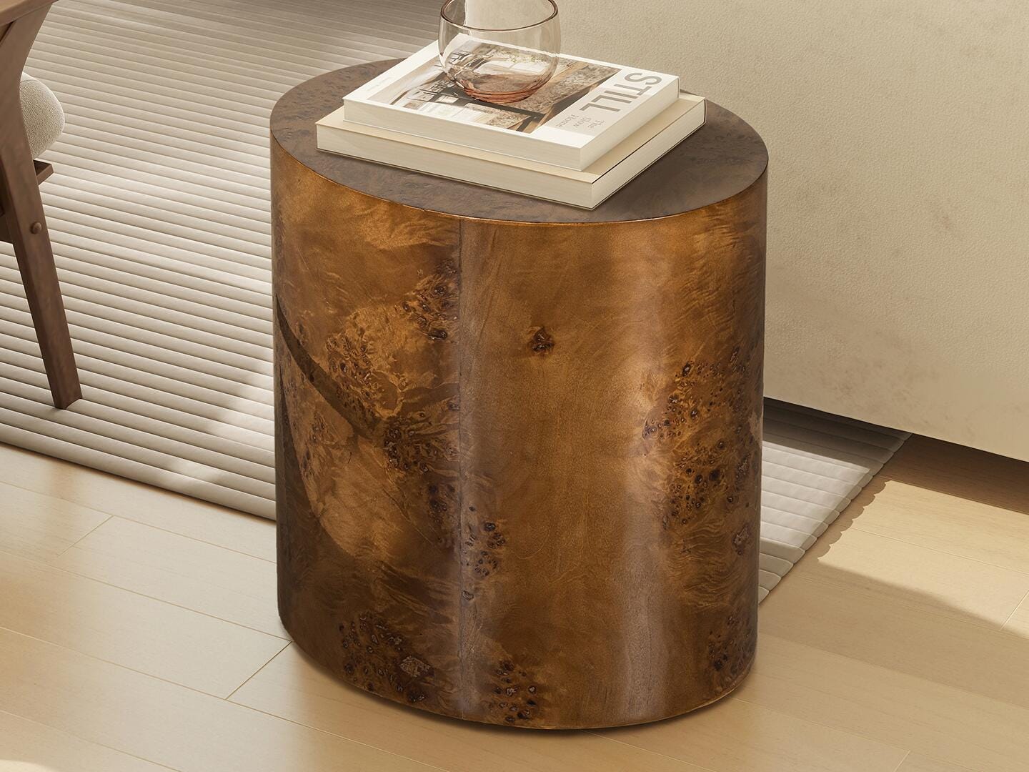 Jennifer Taylor Home Nebula Accent Pillar Side Table, Medium Brown Walnut, large