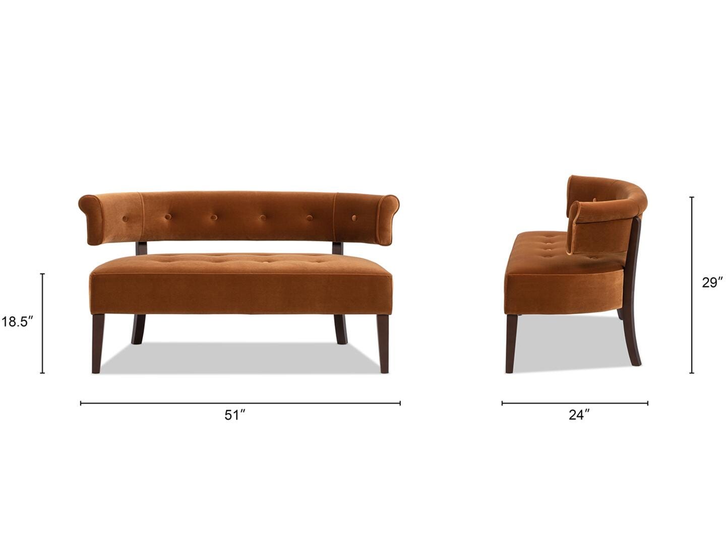 Jennifer Taylor Home Jared Bench, Burnt Orange, large