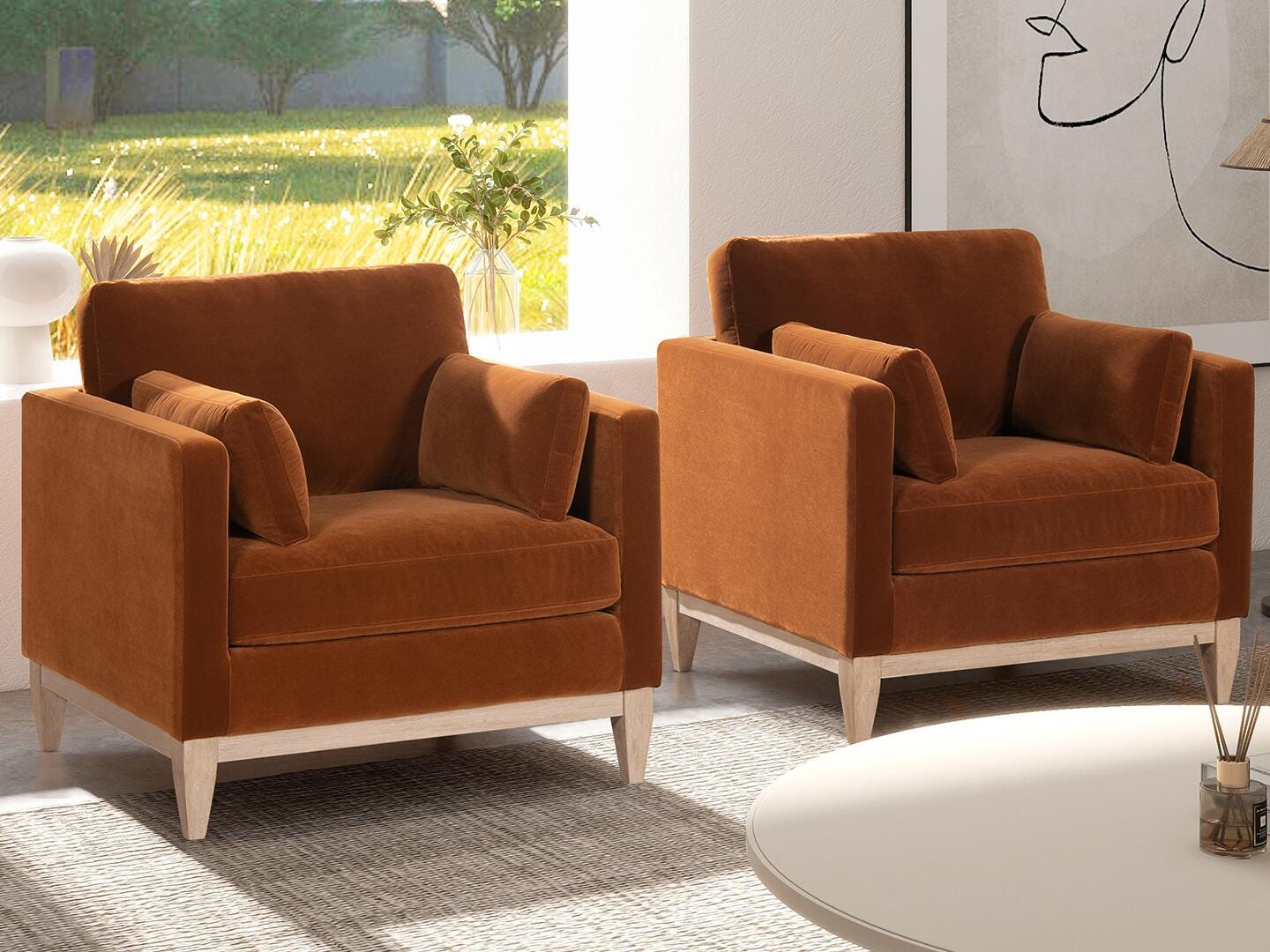 Jennifer Taylor Home Knox Solid Accent Chair, Burnt Orange, rollover