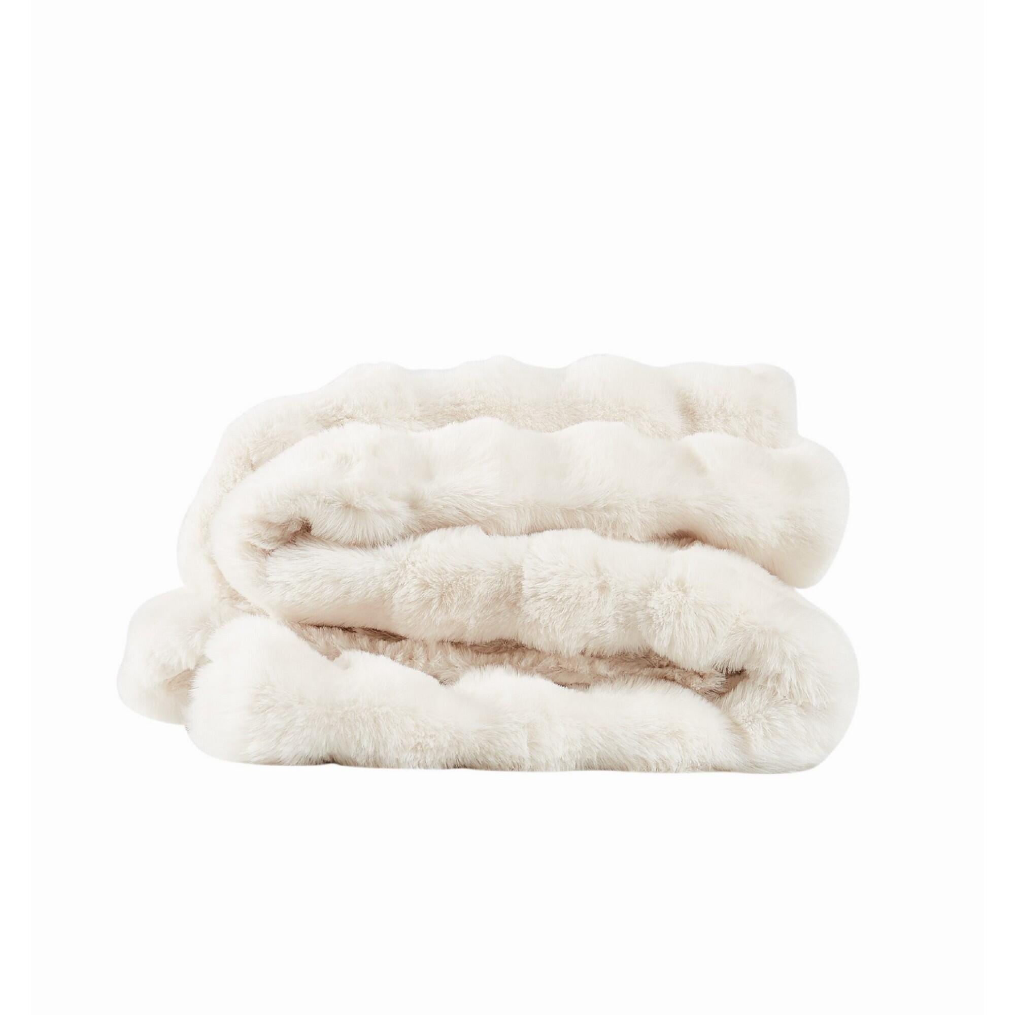 Brooklyn Loom Solid Bubble Blanket, Ivory, large