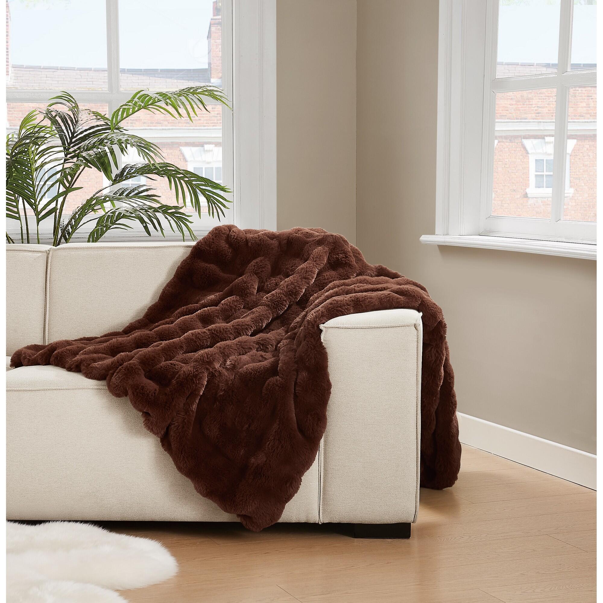 Brooklyn Loom Bubble Throw Blanket, Brown, rollover