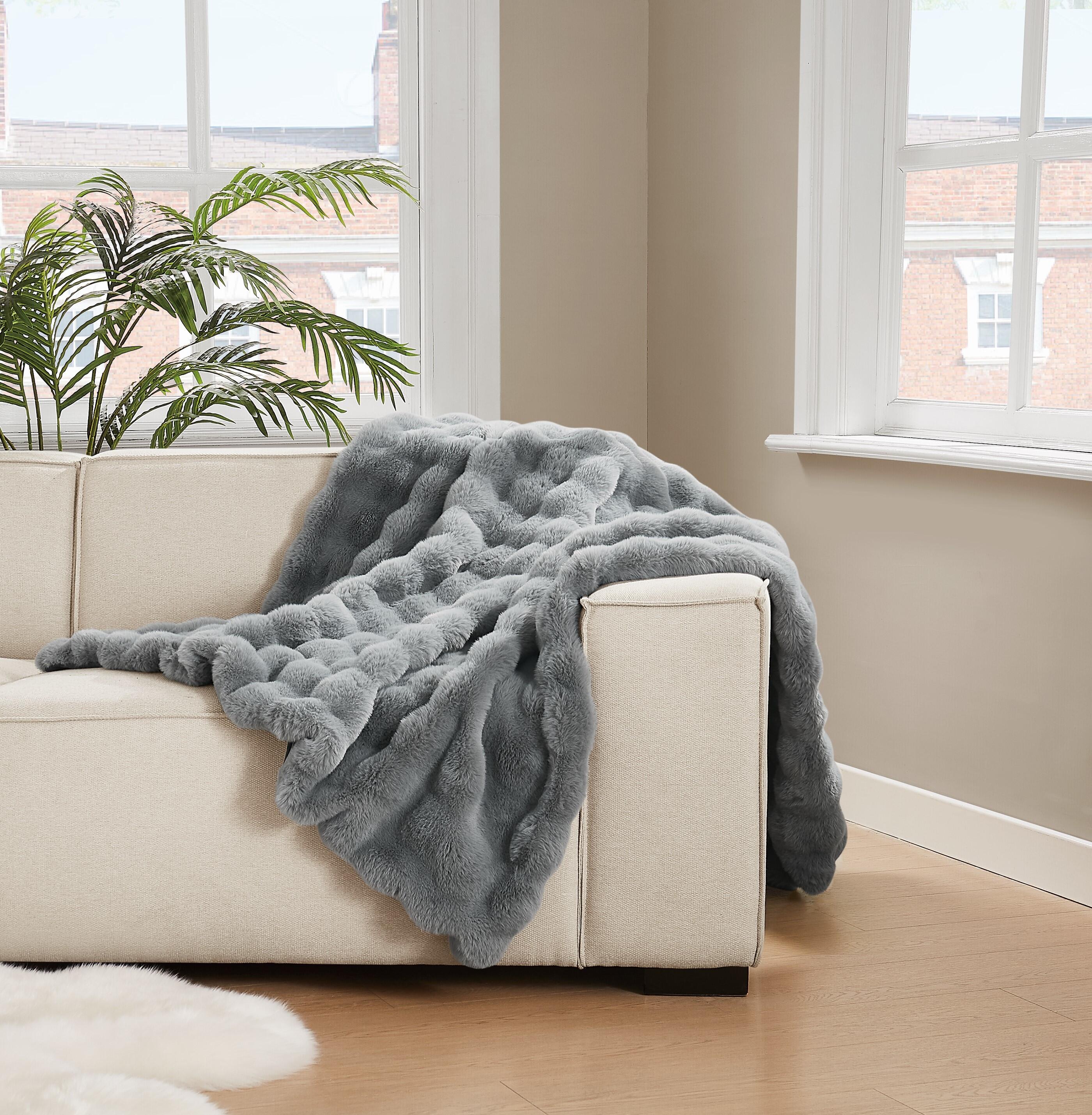 Brooklyn Loom Bubble Throw Blanket, Gray, rollover