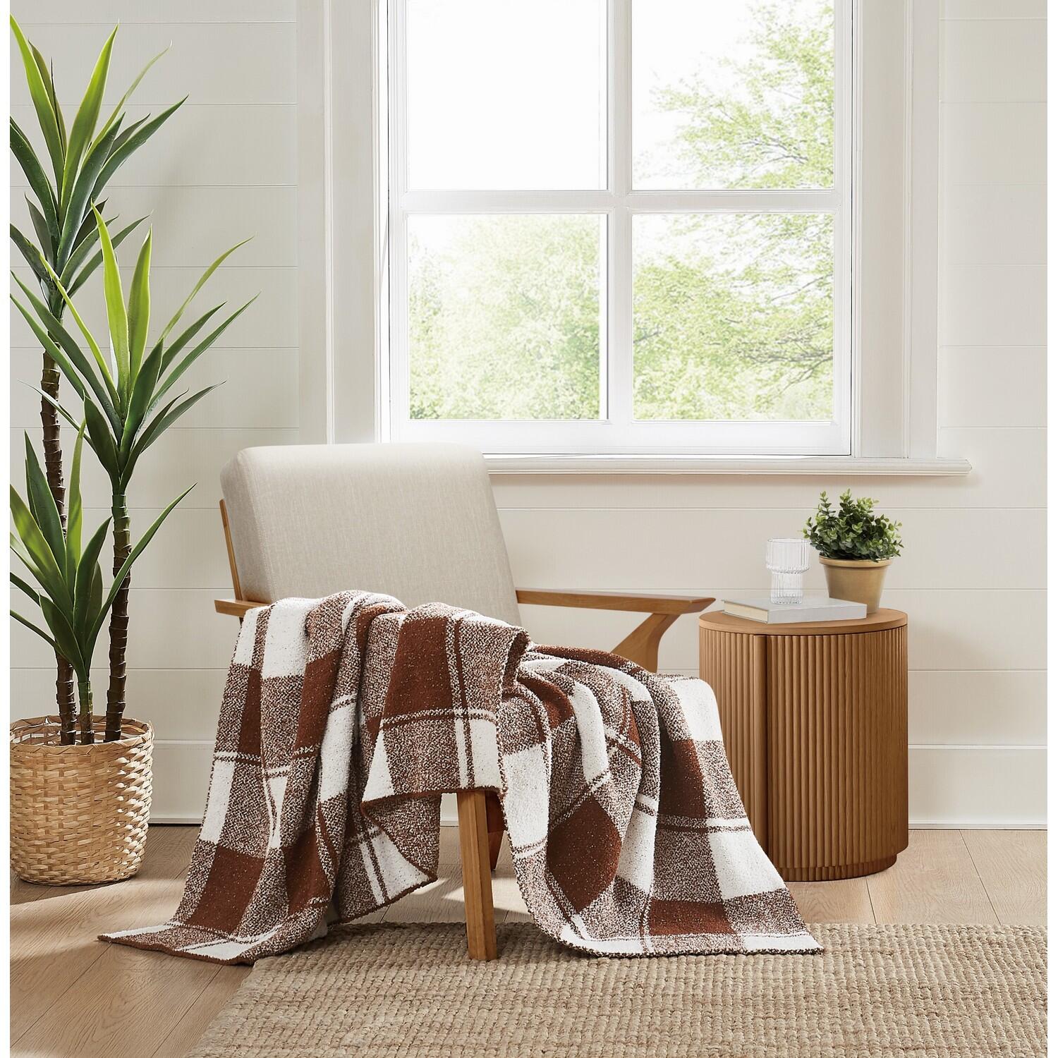 Brooklyn Loom Dusted Throw Blanket, Brown, rollover