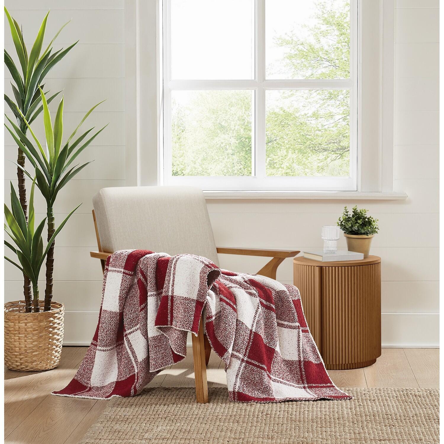 Brooklyn Loom Dusted Throw Blanket, Burgundy, rollover