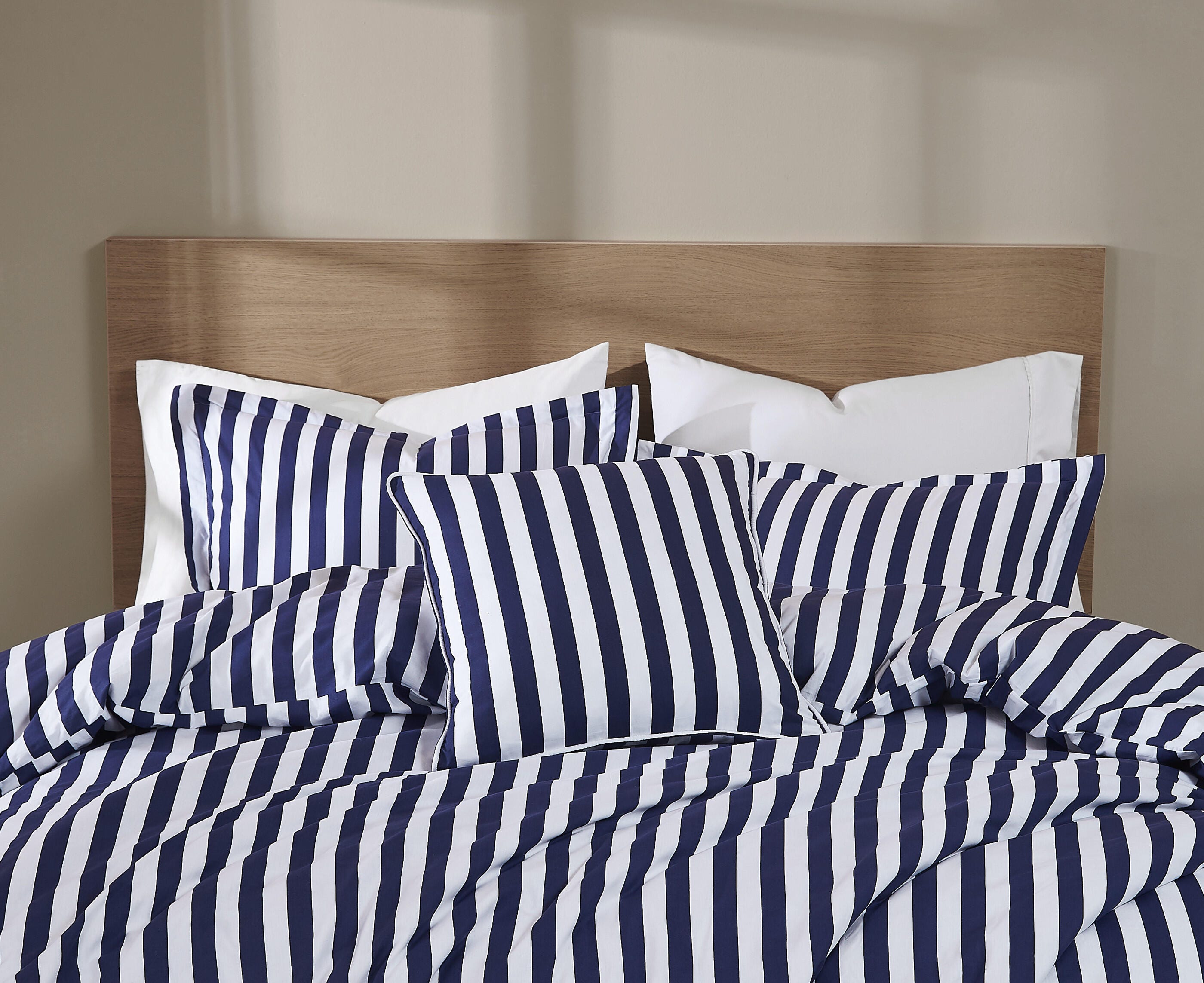 Brooklyn Loom Stripe Decorative Pillow, White/Navy, large