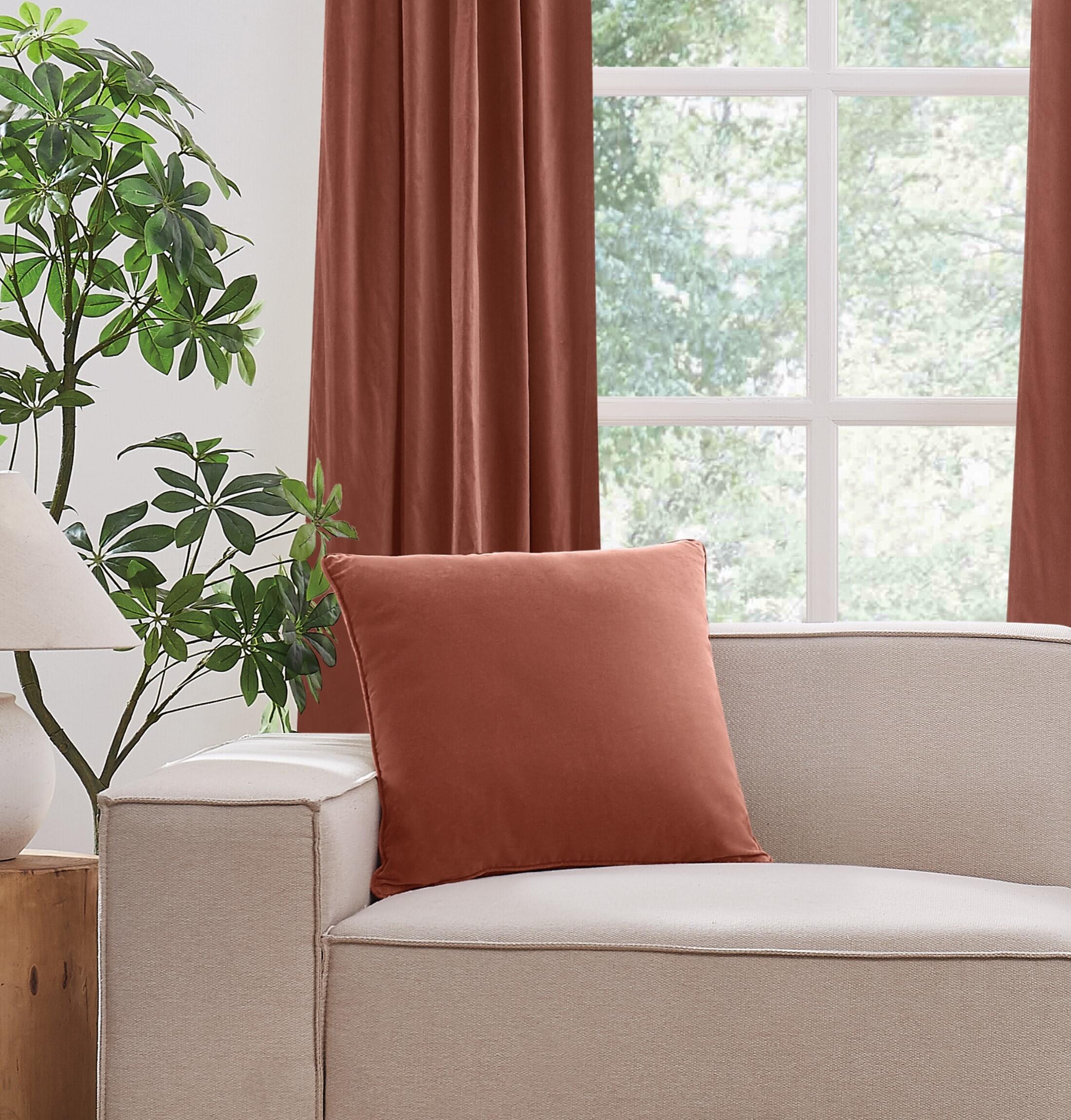 Brooklyn Loom Solid Decorative Pillow, Rust, rollover