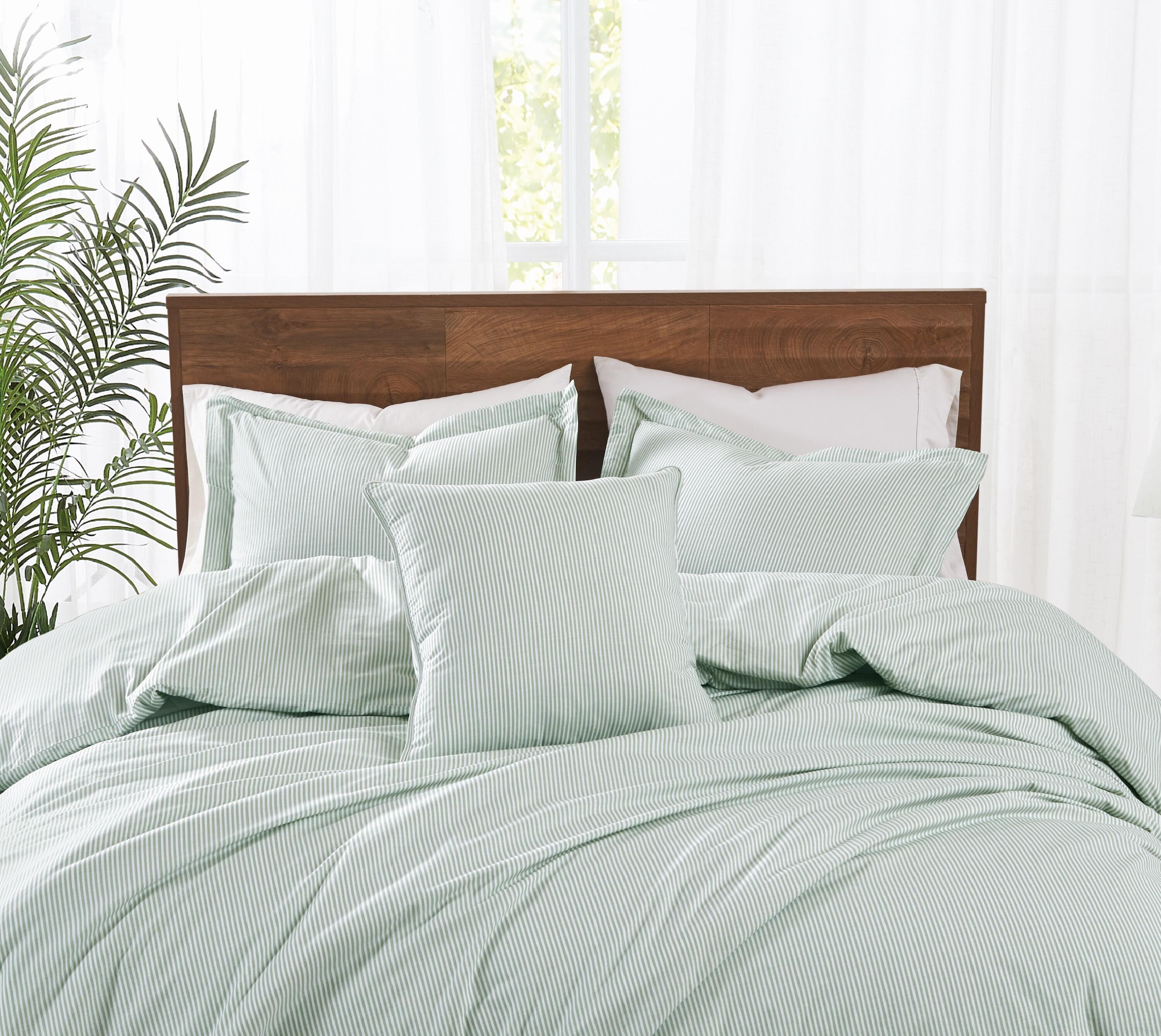 Brooklyn Loom Pinstripe Decorative Pillow, Sage Green, large