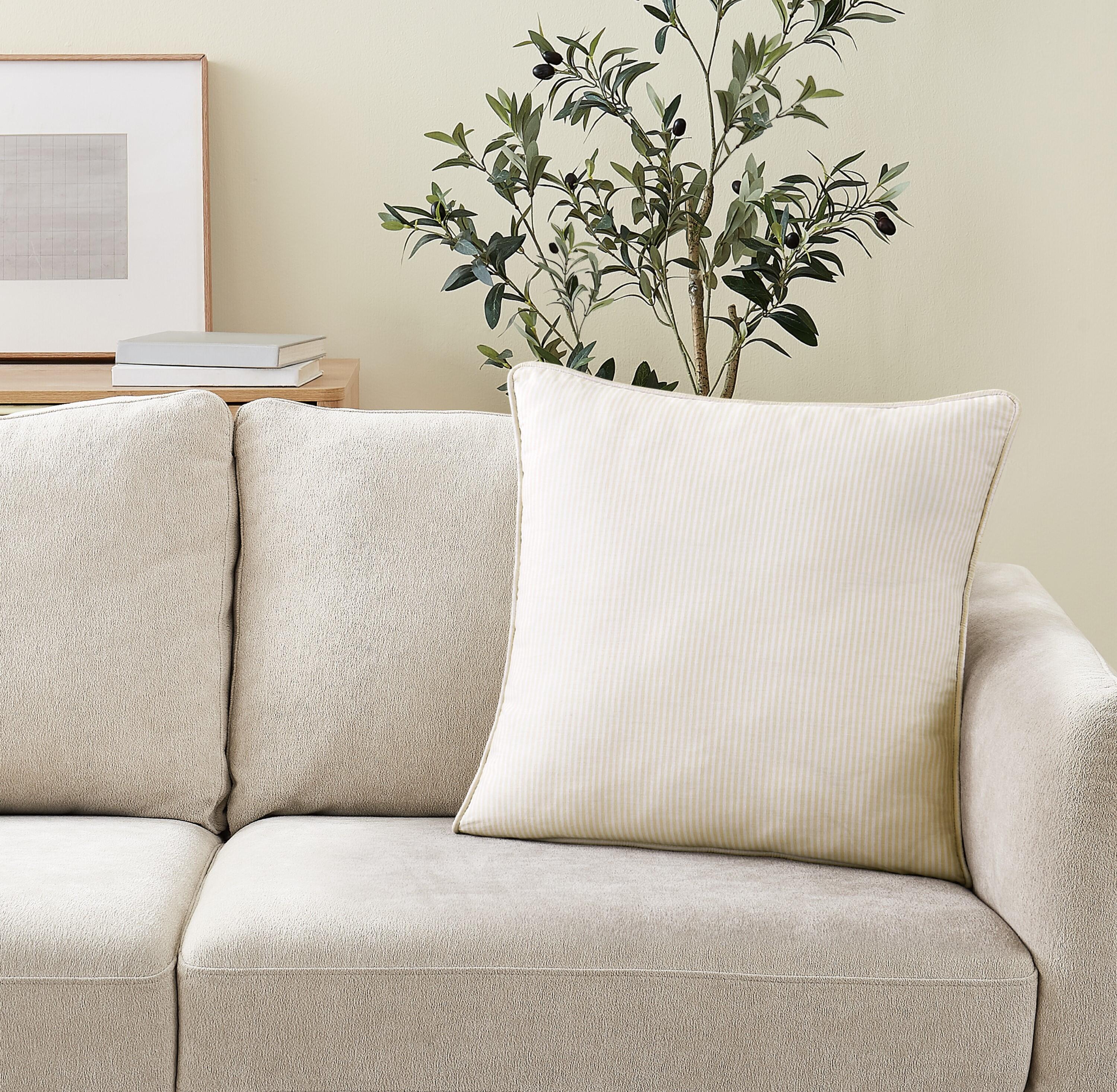 Brooklyn Loom Pinstripe Decorative Pillow, White, rollover